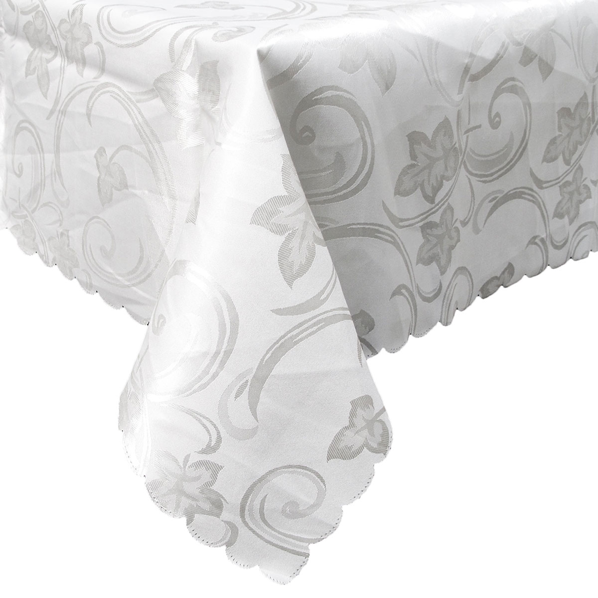 V442-AVT-TABLEC-DECO-220OB-WHITE-96977-00 Deco White Luxury Jacquard Tablecloth 150 x 220 cm - Image 1