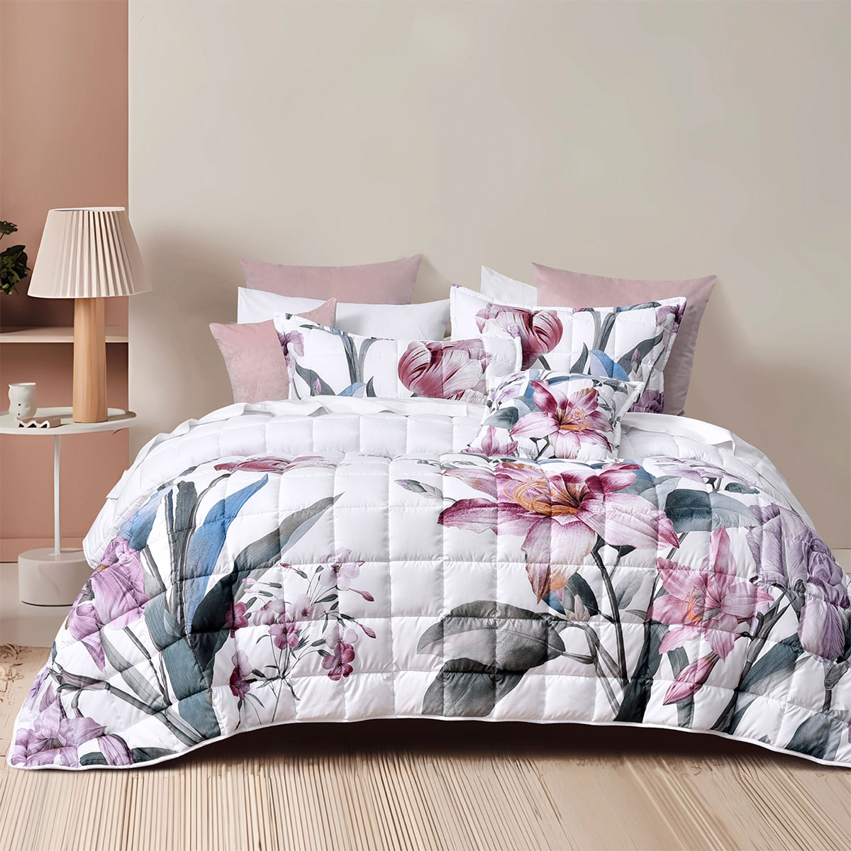 V442-BCA-BEDSPREAD-CARMELA-WHITE-QS-158717-00 Bianca Carmela White Polyester Bedspread Set Queen - Image 1