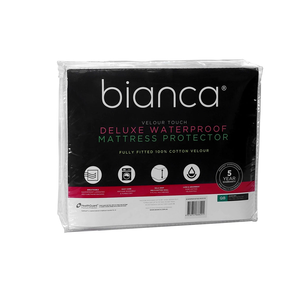 V442-BCA-MATTRESSP-WATERPROOF-WHITE-LS-202932-00 Bianca Deluxe Waterproof Mattress Protector Long Single - Image 1