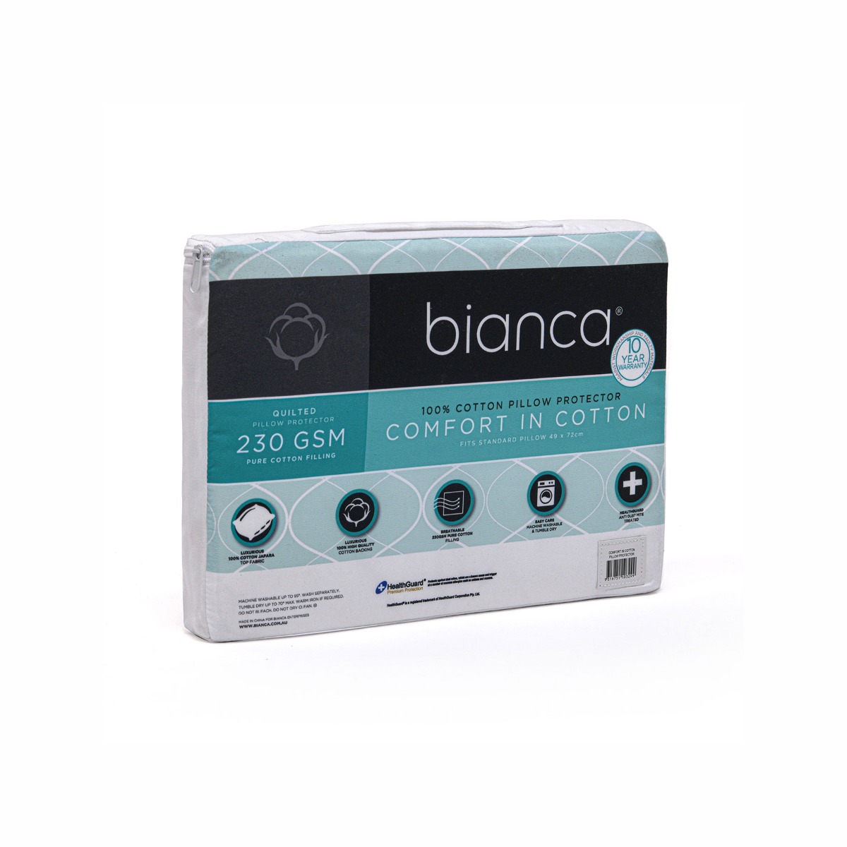 V442-BCA-PILLOWP-COTTON-WHITE-ST-202817-00 Bianca Comfort in Cotton Pillow Protector Twin Pack Standard - Image 1