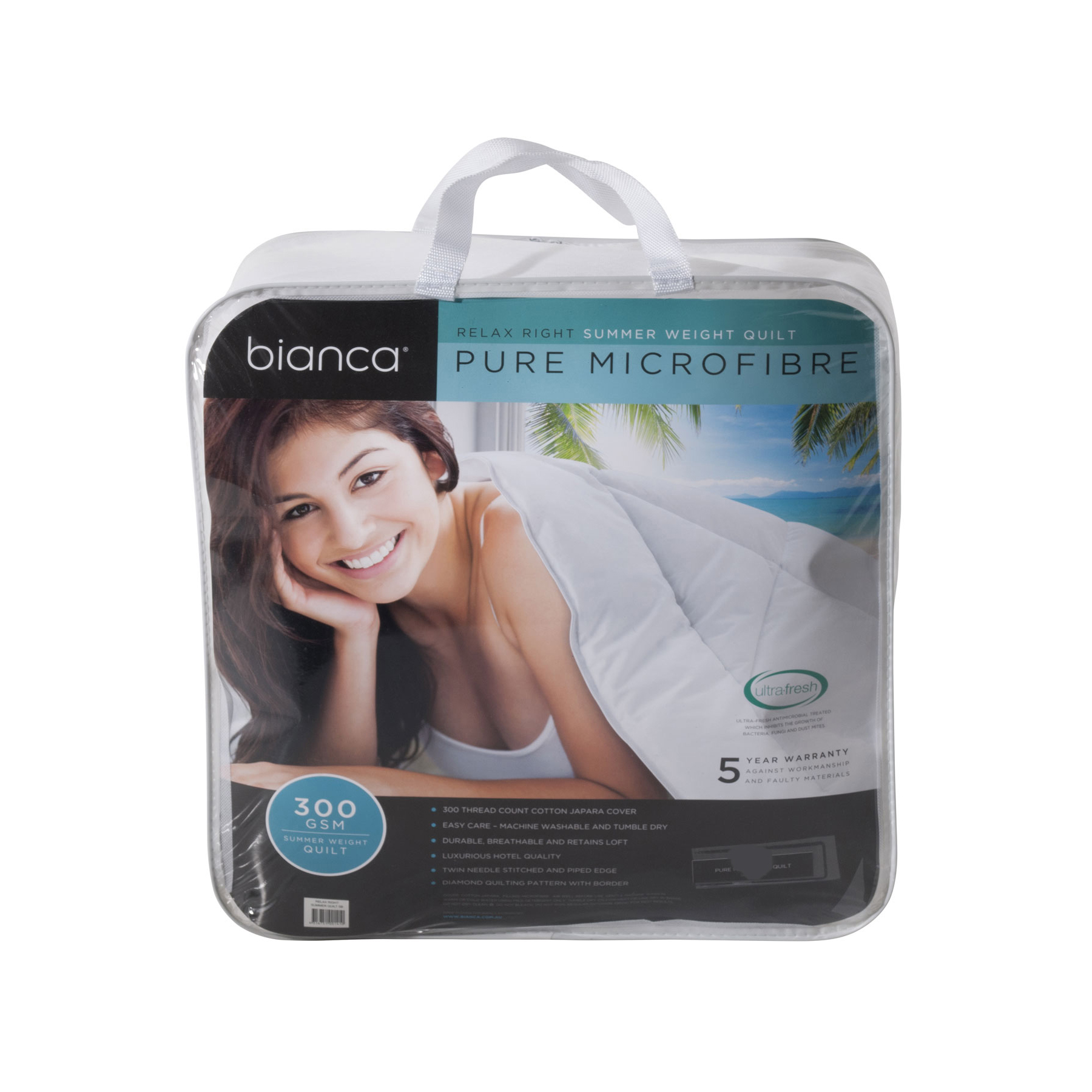 V442-BCA-QUILT-300MICROFIBRE-WHITE-KI-202952-00 Bianca 300GSM Relax Right Summer Microfibre Quilt King - Image 1