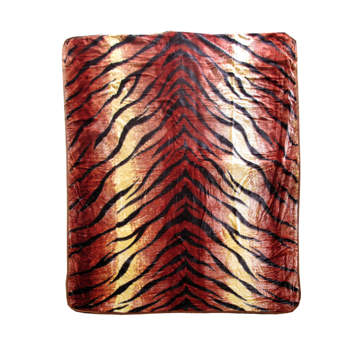 V442-BZO-BLANKET-375ANIMALTIGER-RED-QS-97840-00 375gsm 1 Ply Animal Print Faux Mink Blanket Queen 200x240 cm Tiger - Image 1