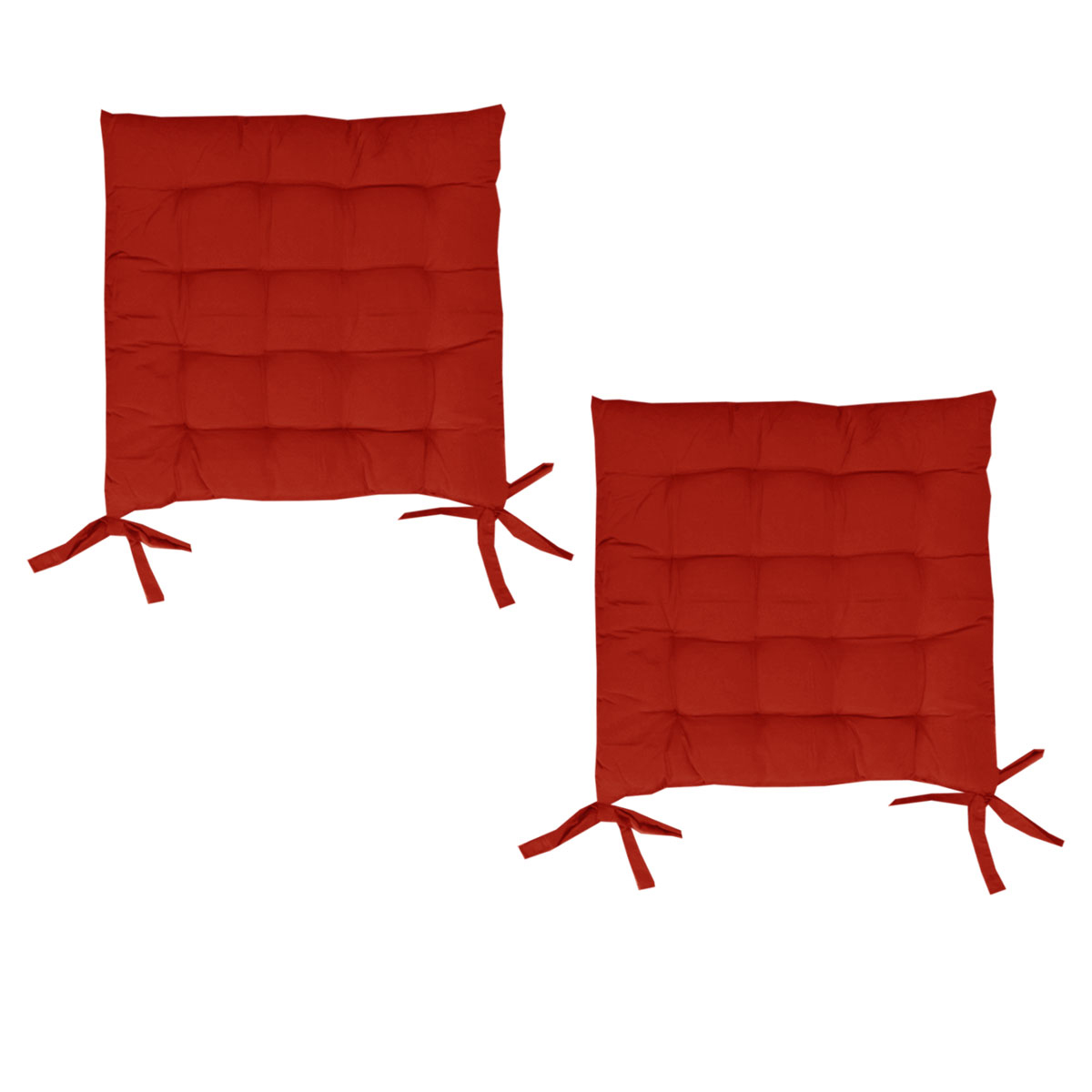 V442-BZO-CHAIRCU-SETOF2SOLID-RED-SQ-98530-00 Set of 2 Chair Pads with Ties 40 x 40 cm Red - Image 1