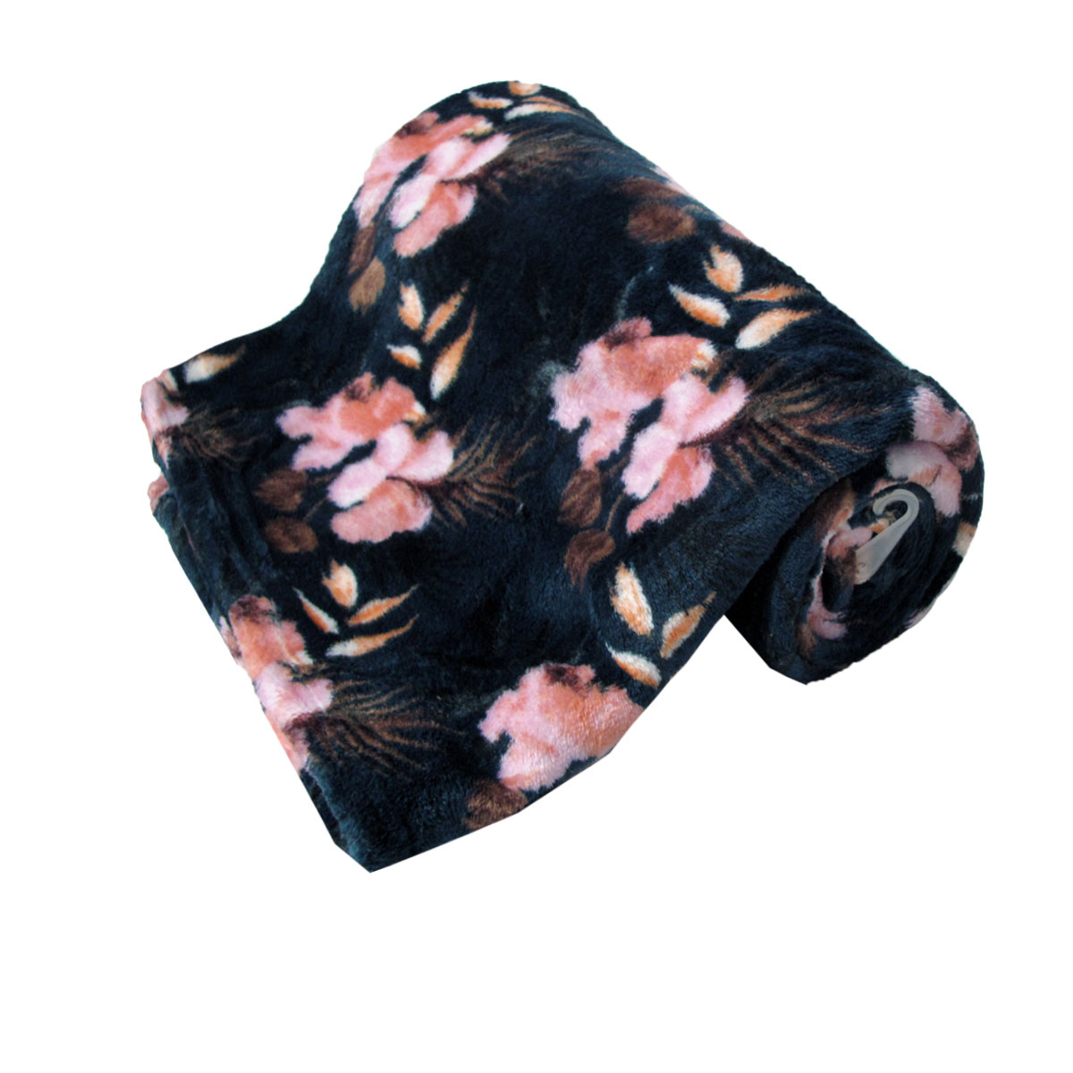 V442-BZO-THROW-CORALROXY-NAVY-RE-97854-00 190GSM Fashion Printed Ultra Soft Coral Fleece Throw 127 x 152cm Roxy - Image 1