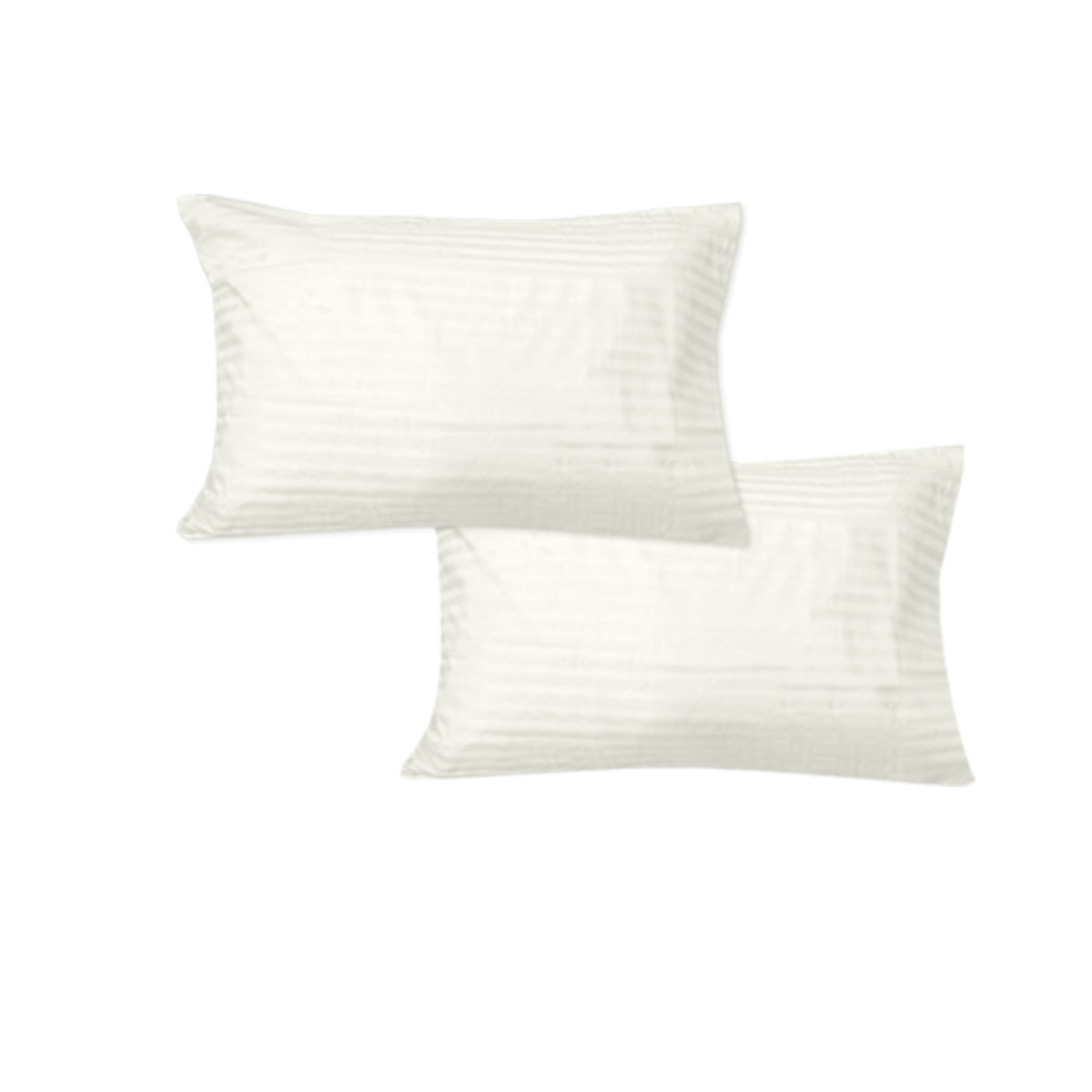 V442-GHT-PILLOWC-600TCWIDESNOFLAP-CREAM-ST-104319-00 600TC Pair of No Flap Wide Self Striped Standard Pillowcases Cream - Image 1