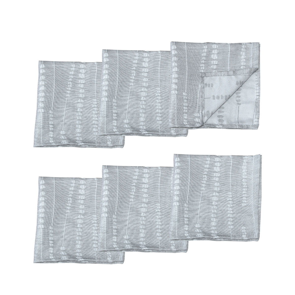 V442-GNA-MISC-SETOF6PERLINENAPKINS-GREY-SQ-141635-00 Set of 6 Perline Grey Jacquard Napkins 40cm x 40cm - Image 1