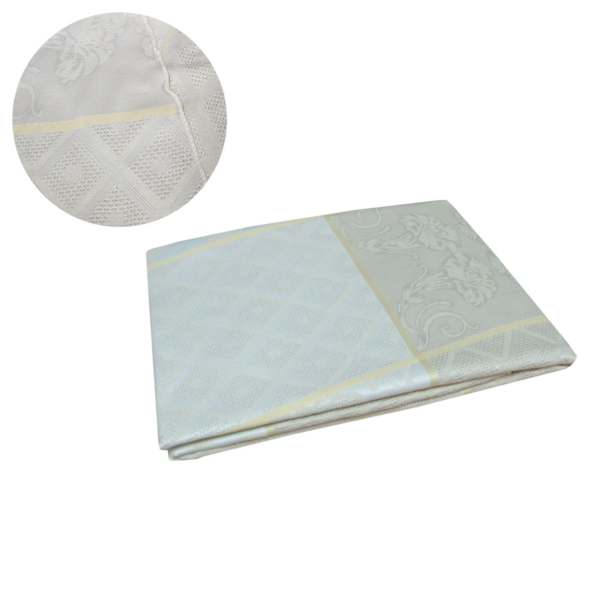 V442-GNA-TABLEC-24MELISSA180-SILVER-RD-144607-00 Damask Jacquard Polyester Tablecloth 180cm Round Melissa Silver - Image 1