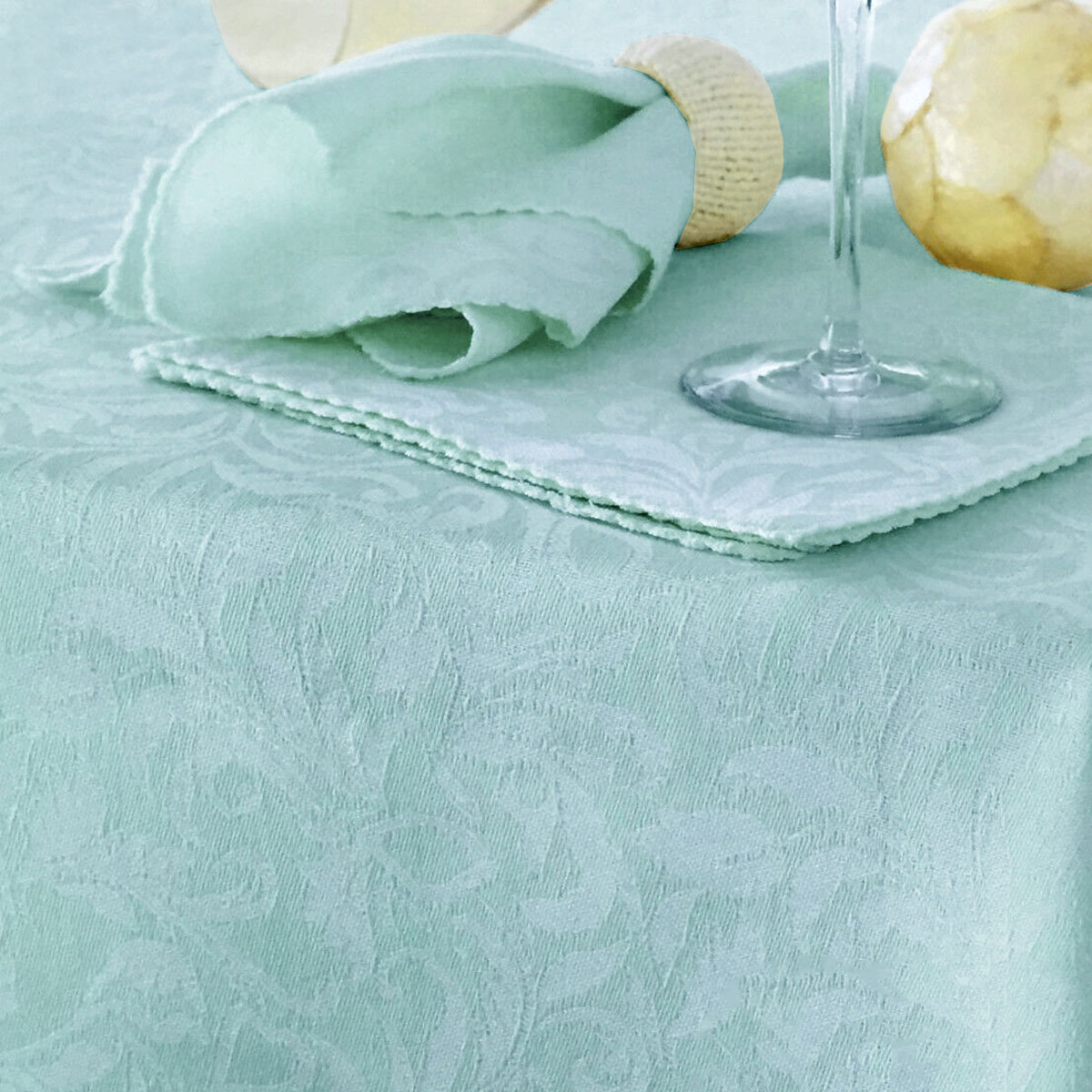 V442-GNA-TABLEC-DAMASK-180RD-LIGHTTURQUOISE-143828-00 Damask Embossed Tablecloth 180 cm Round Light Turquoise - Image 1