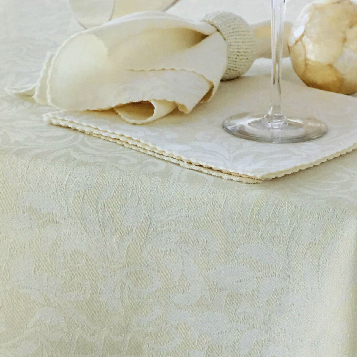 V442-GNA-TABLEC-DAMASKEMB-360OB-IVORYWHISPER-141614-00 Damask Embossed Tablecloth 170 x 360 cm Ivory (aka Whisper White) - Image 1