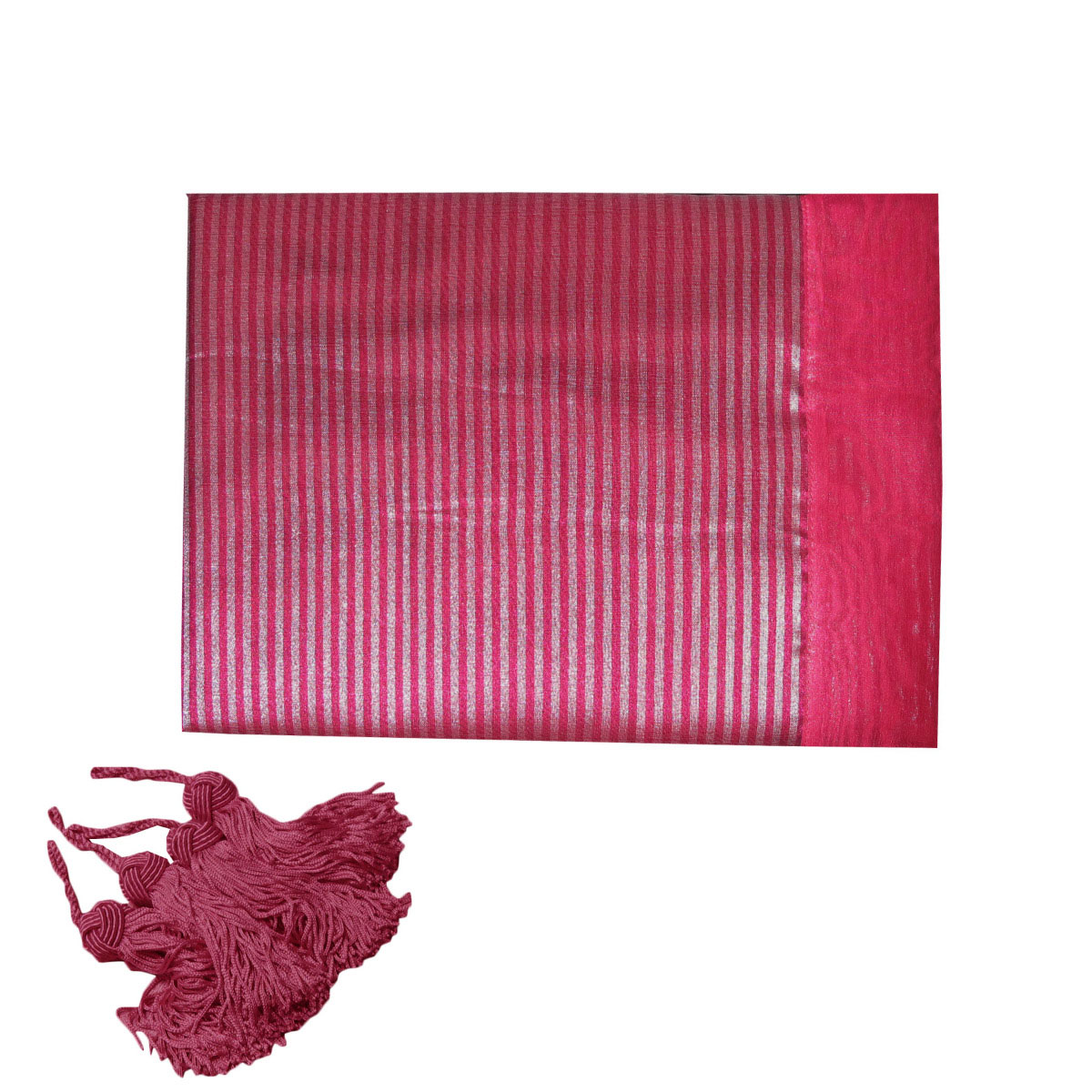V442-GNA-TABLEC-STERA130-FUSCHIA-SQ-143852-00 Hoydu Stera Stripe Organza Square Tablecloth Fuschia 130x130cm - Image 1