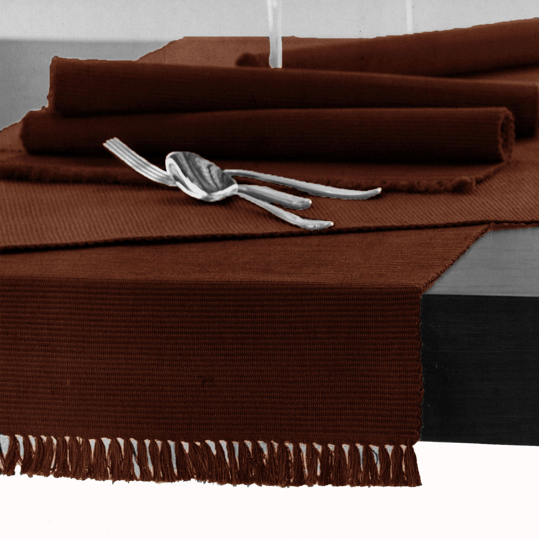 V442-GNA-TABLER-RIBBED-150CM-COPPER-143873-00 Hoydu Cotton Ribbed Table Runner 45cm x 150cm - COPPER - Image 1