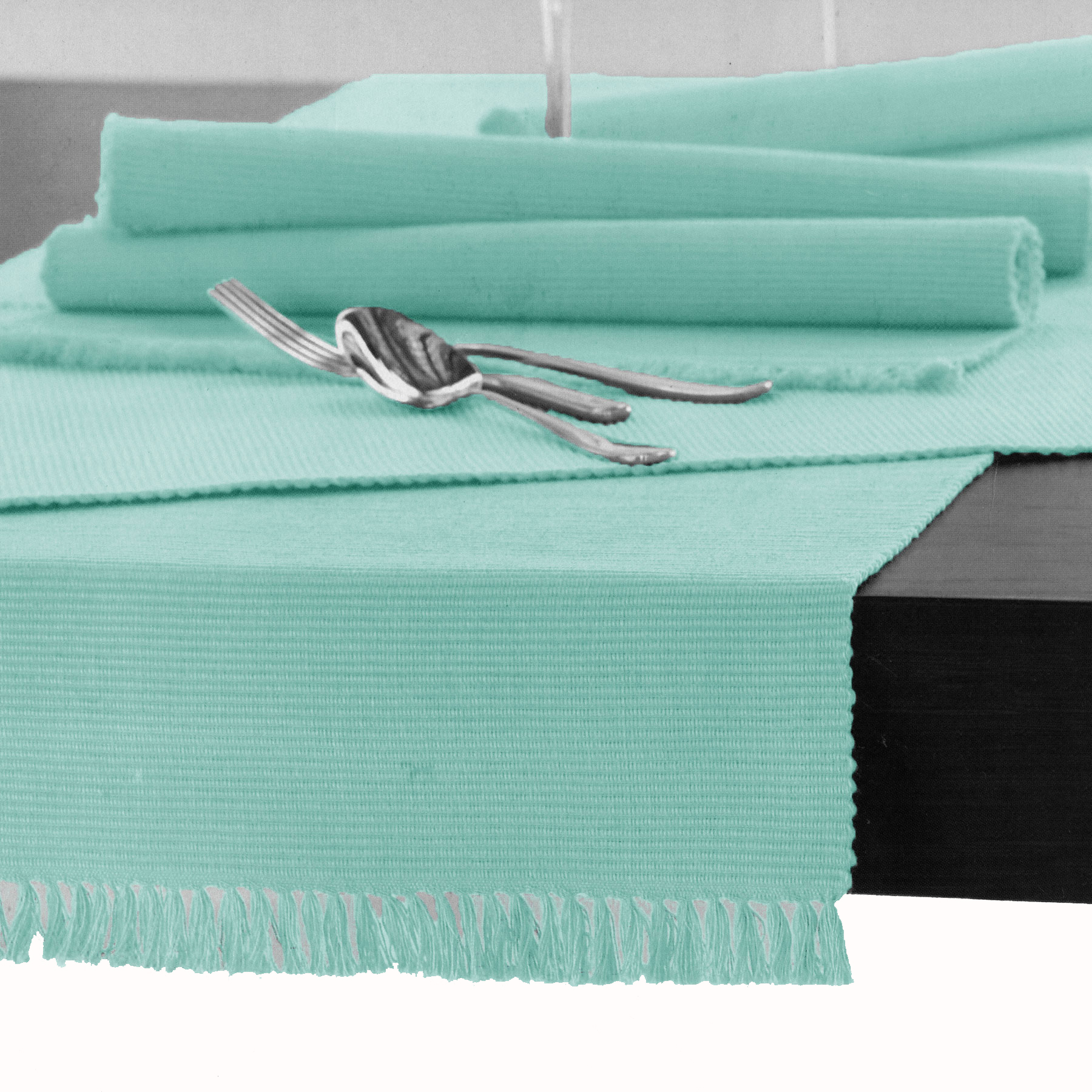 V442-GNA-TABLER-RIBBED-150CM-LIGHTTURQUOISE-143847-00 Hoydu Cotton Ribbed Table Runner 45cm x 150cm - LIGHT TURQUOISE - Image 1