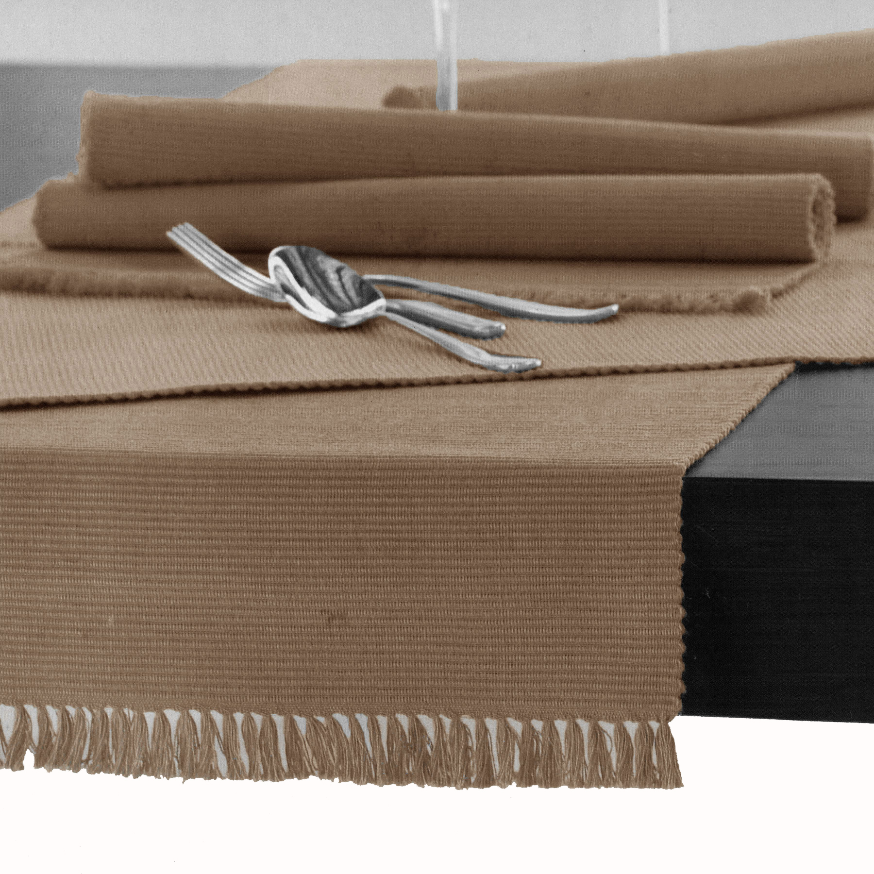 V442-GNA-TABLER-RIBBED-150CM-SAND-141624-00 Hoydu Cotton Ribbed Table Runner 45cm x 150cm - SAND - Image 1