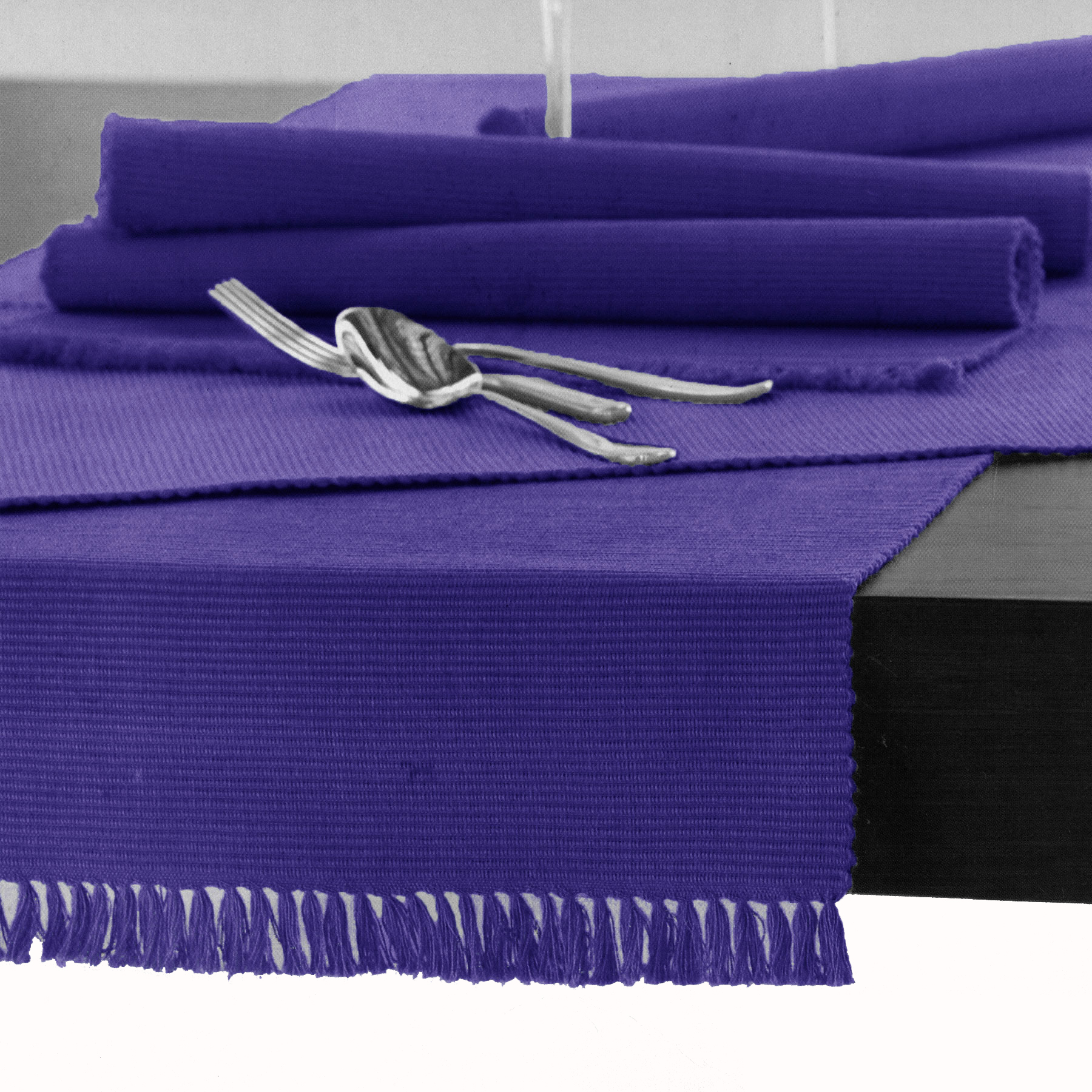 V442-GNA-TABLER-RIBBED-150CM-ULTRAVIOLET-213290-00 Hoydu Cotton Ribbed Table Runner 45cm x 150cm - ULTRA VIOLET - Image 1