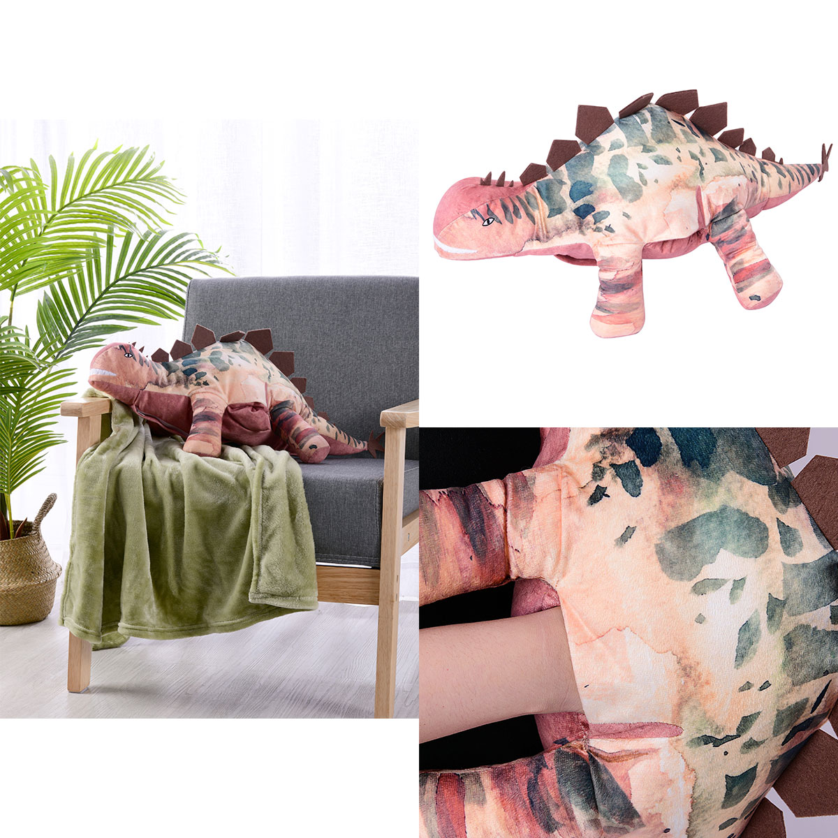 V442-HIN-CUSHION-NOVELTY-DINO-SH-82961-00 Happy Kids Dino Novelty Cushion/Throw - Image 1