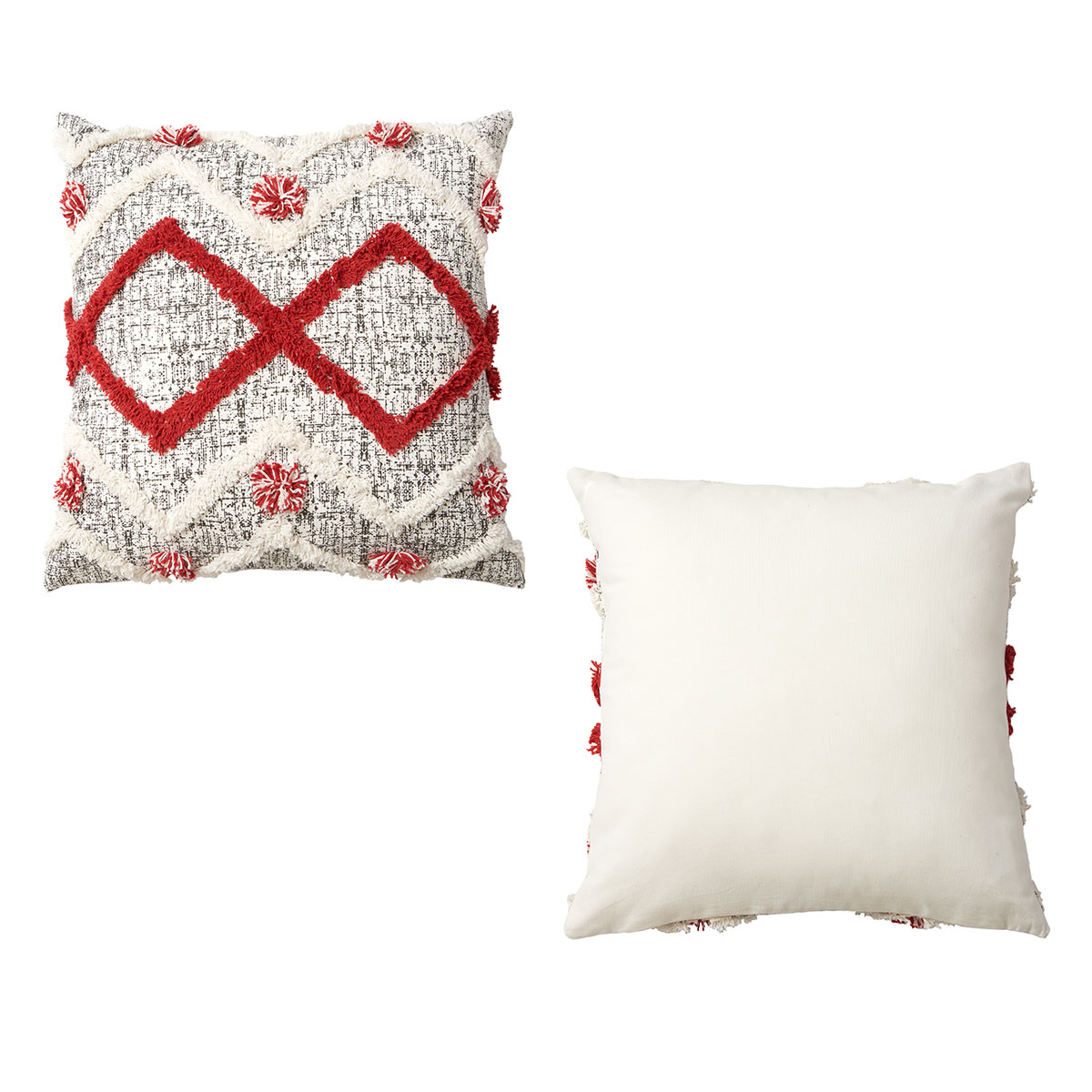 V442-HIN-CUSHION-RONAN-WHITERED-SQ-82904-00 Accessorize Ronan White Red Filled Square Cushion - Image 1