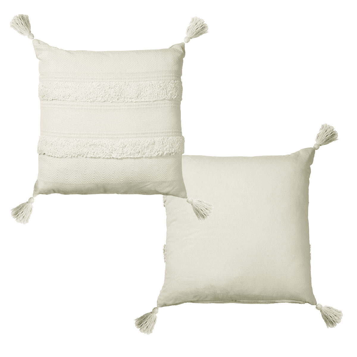 V442-HIN-CUSHIONC-INDRA-OFFWHITE-SQ-82467-00 Accessorize Indra Cotton Cushion Cover Off White - Image 1