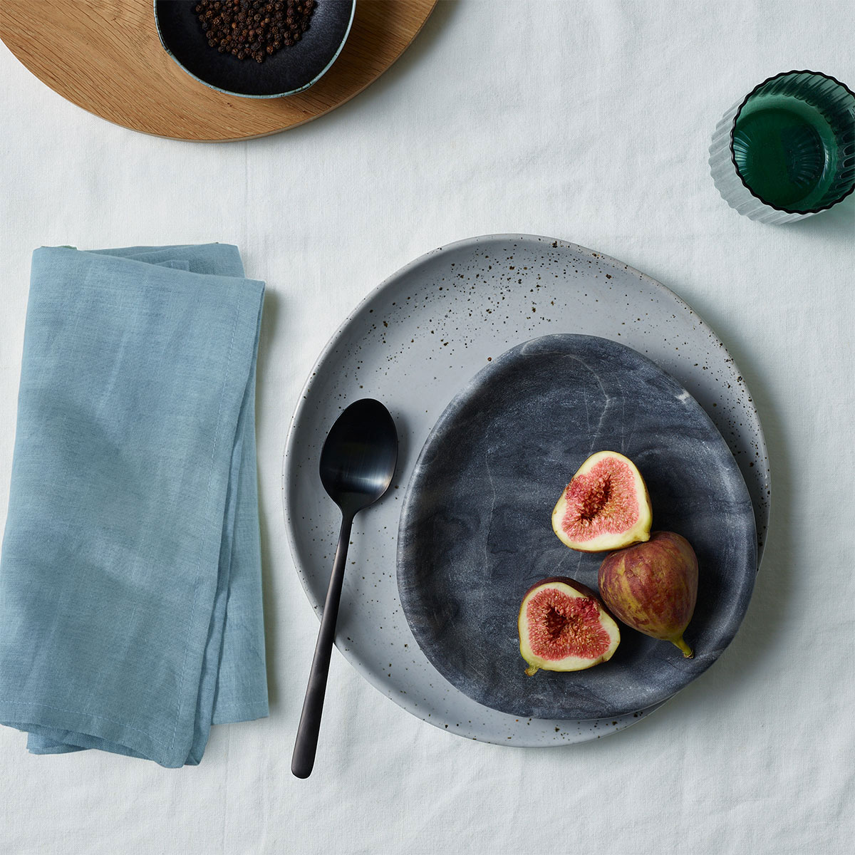 V442-HIN-MISC-SETOF4LINENNAPKINS-MARINE-SQ-90132-00 Vintage Design Homewares Set of 4 French Linen Napkins Marine - Image 1