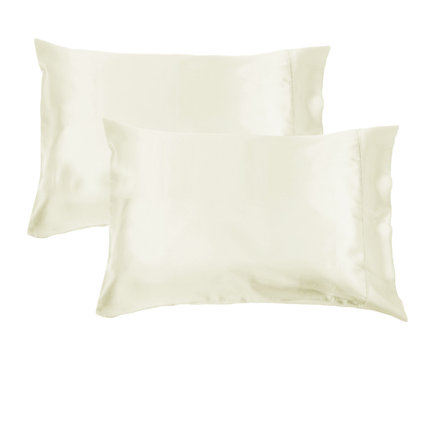 V442-HIN-PILLOWC-300TCSATIN-STONE-ST-82382-00 Accessorize 300TC Deluxe Essentials Satin Standard Pillowcases Stone (Ivory) - Image 1