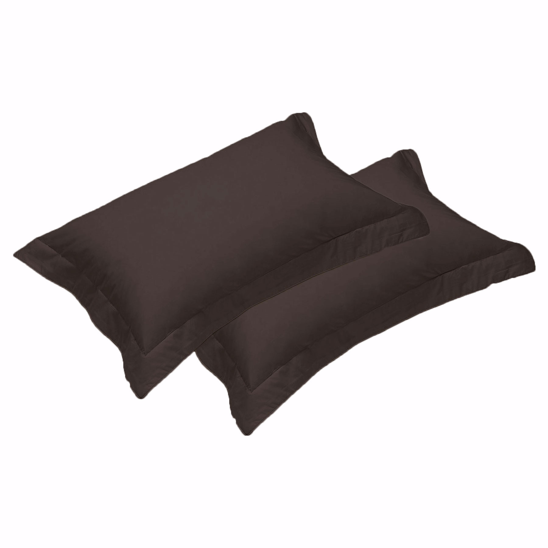 V442-HIN-PILLOWC-500TTAILOREDEGY-CHOCOLATE-ST-82826-00 500TC Pair of Egyptian Cotton Tailored Standard Pillowcases Chocolate - Image 1