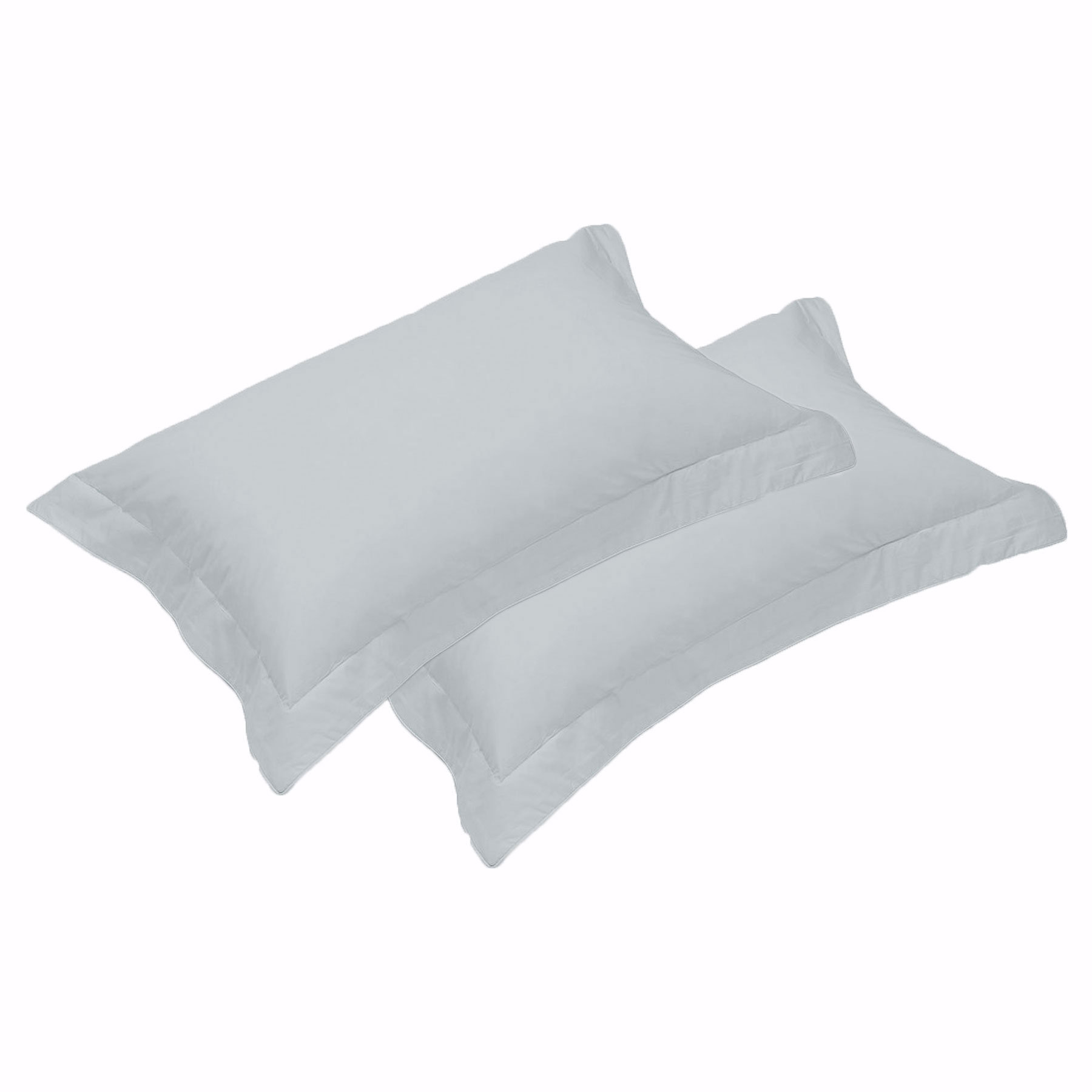 V442-HIN-PILLOWC-500TTAILOREDEGY-SILVER-ST-82828-00 500TC Pair of Egyptian Cotton Tailored Standard Pillowcases Silver - Image 1
