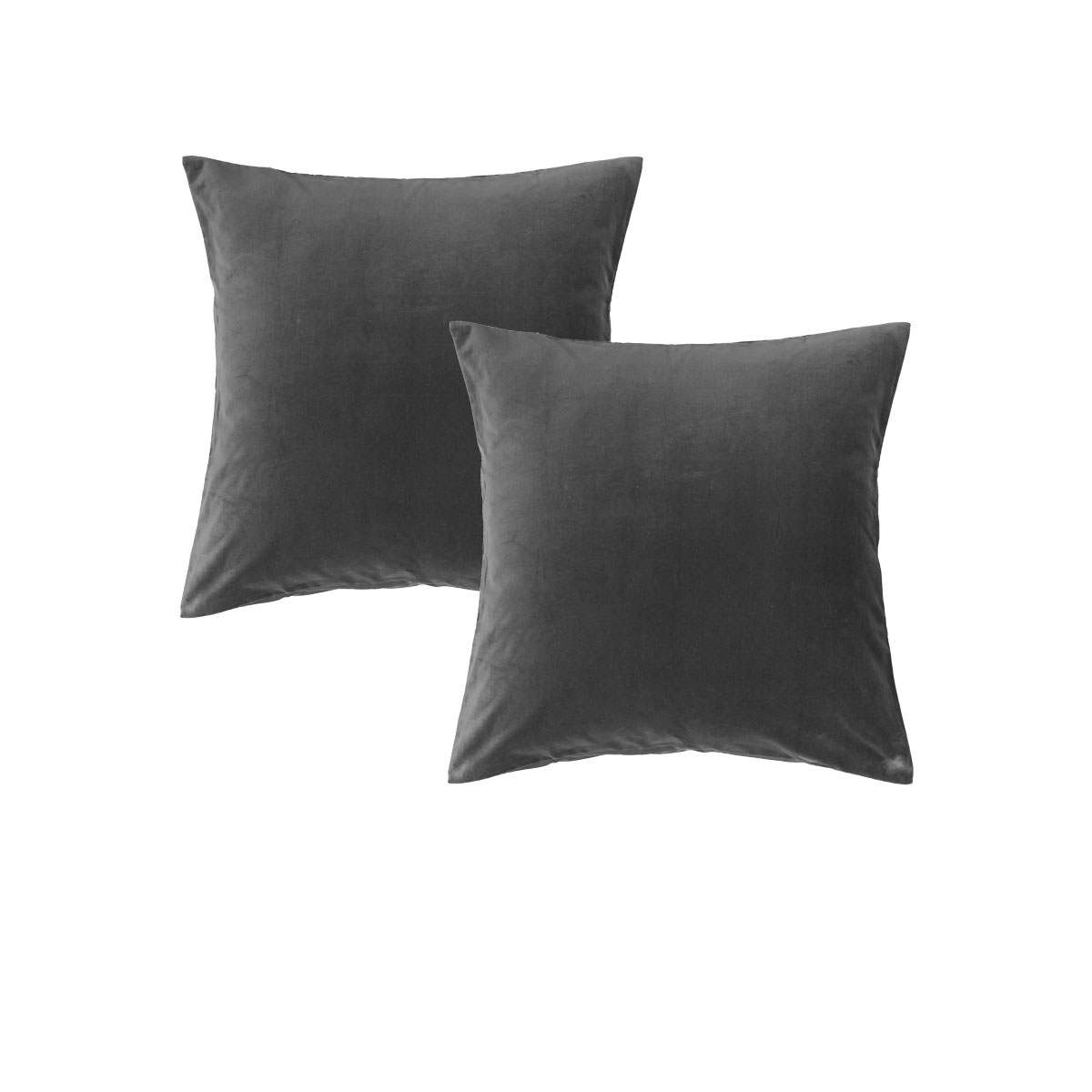V442-HIN-PILLOWC-COTTONVELVET-STORMGREY-EU-83295-00 Vintage Design Homewares Pair of Cotton Velvet European Pillowcases Storm Grey - Image 1