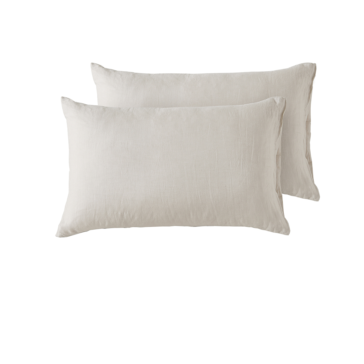 V442-HIN-PILLOWC-FRENCHLINEN-NATURAL-ST-158655-00 Vintage Design Homewares Pair of Natural French Linen Standard Pillowcases - Image 1