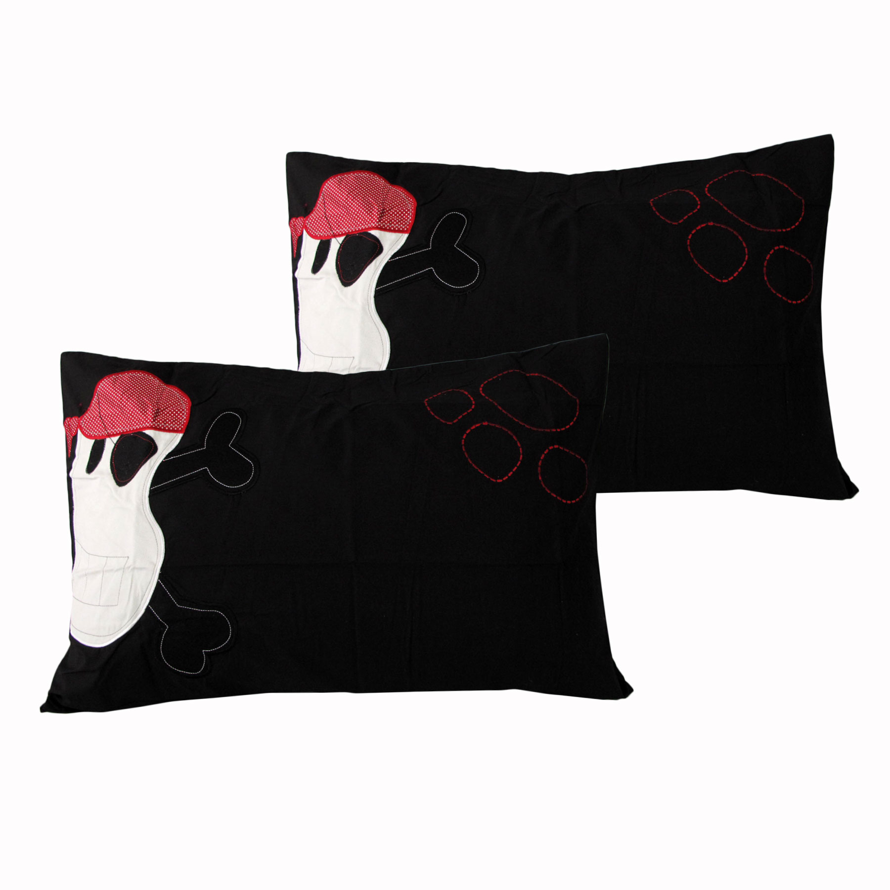 V442-HIN-PILLOWC-FUNNYBONES-BLACK-ST-82363-00 Happy Kids A Pair of Funny Bones Standard Pillowcases - Image 1