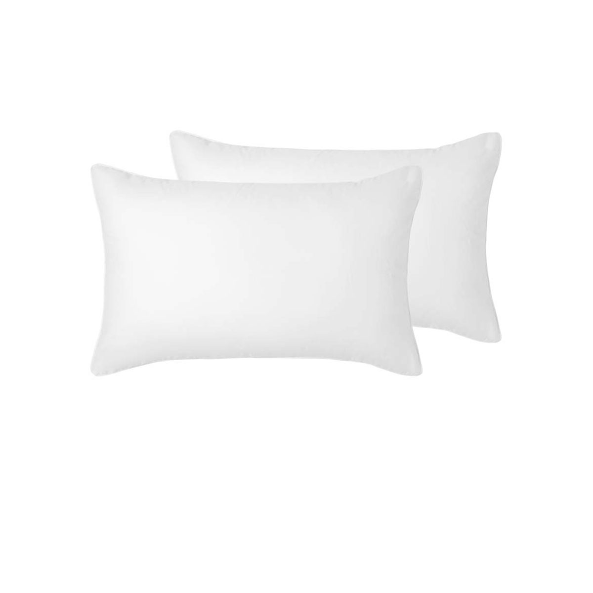 V442-HIN-PILLOWC-HOTELPIPED-WHITE-ST-90071-00 Accessorize Pair of White Piped Hotel Deluxe Cotton Standard Pillowcases - Image 1