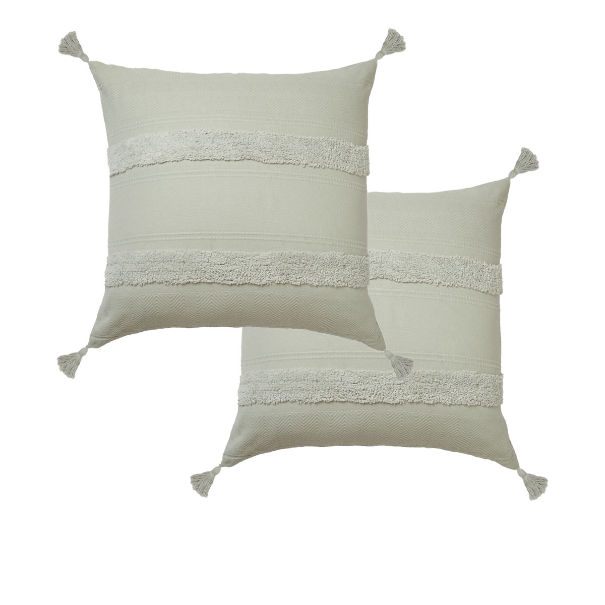V442-HIN-PILLOWC-INDRA-GREY-EU-82362-00 Accessorize Pair of Indra Cotton Tassel European Pillowcases - Grey - Image 1