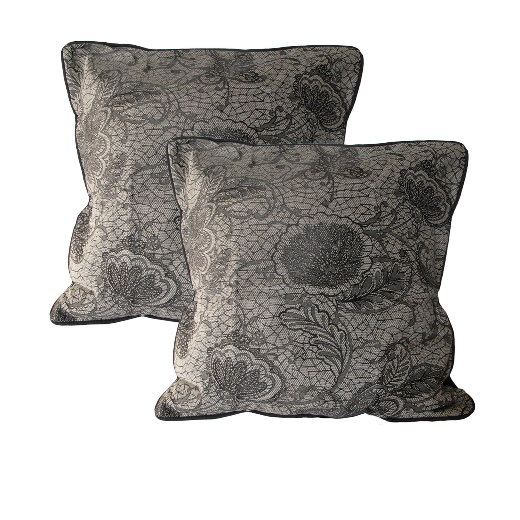 V442-HIN-PILLOWC-PAIROFTRUDIE-BLACK-EU-82350-00 Accessorize Pair of Trudie Lace European Pillowcases Black - Image 1