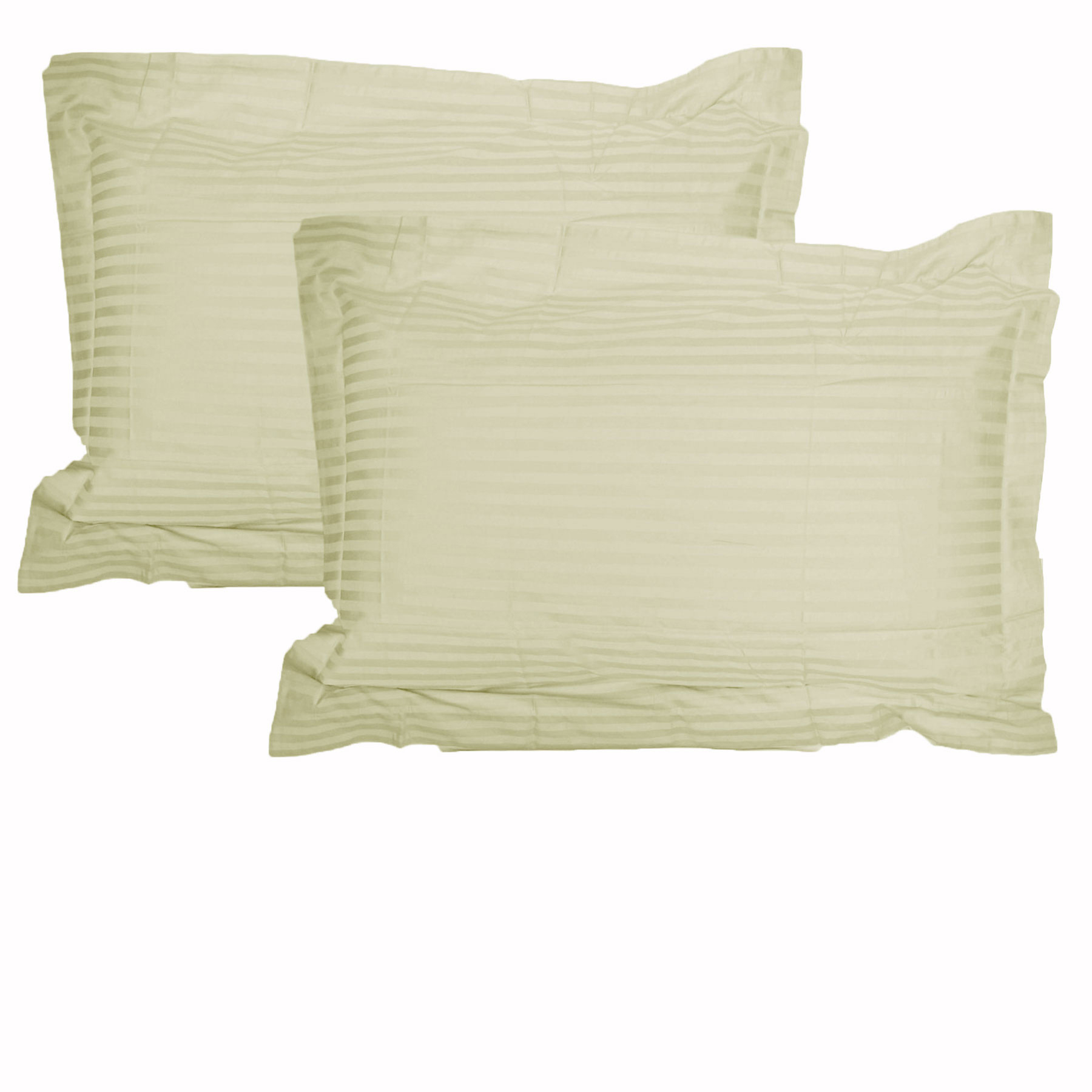 V442-HIN-PILLOWC-STRIPE-ECRU-QS-82323-00 Accessorize 325TC Pair of Stripe Jumbo / Queen Pillowcases Ecru - Image 1