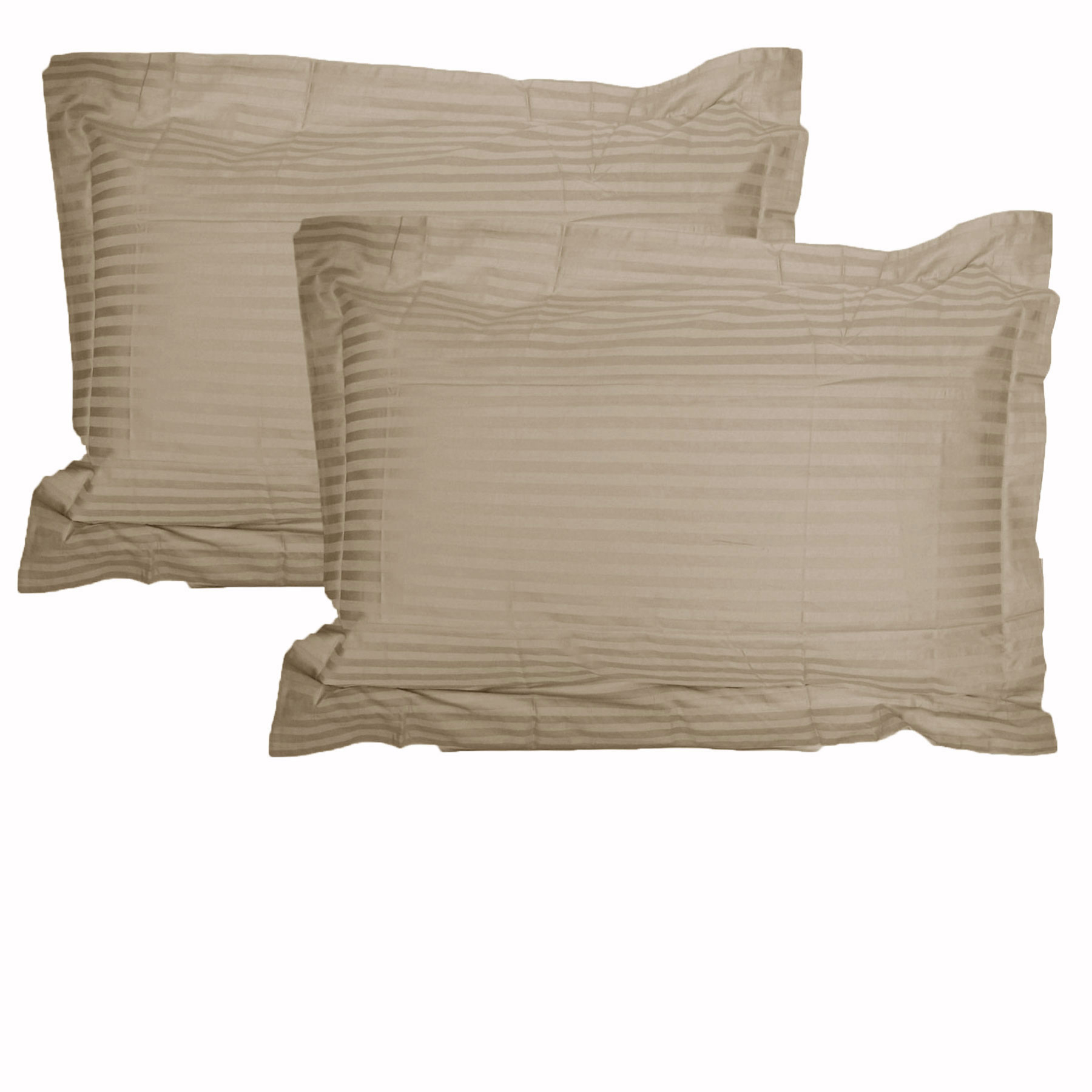 V442-HIN-PILLOWC-STRIPE-LINEN-QS-82321-00 Accessorize 325TC Pair of Stripe Jumbo / Queen Pillowcases Linen - Image 1