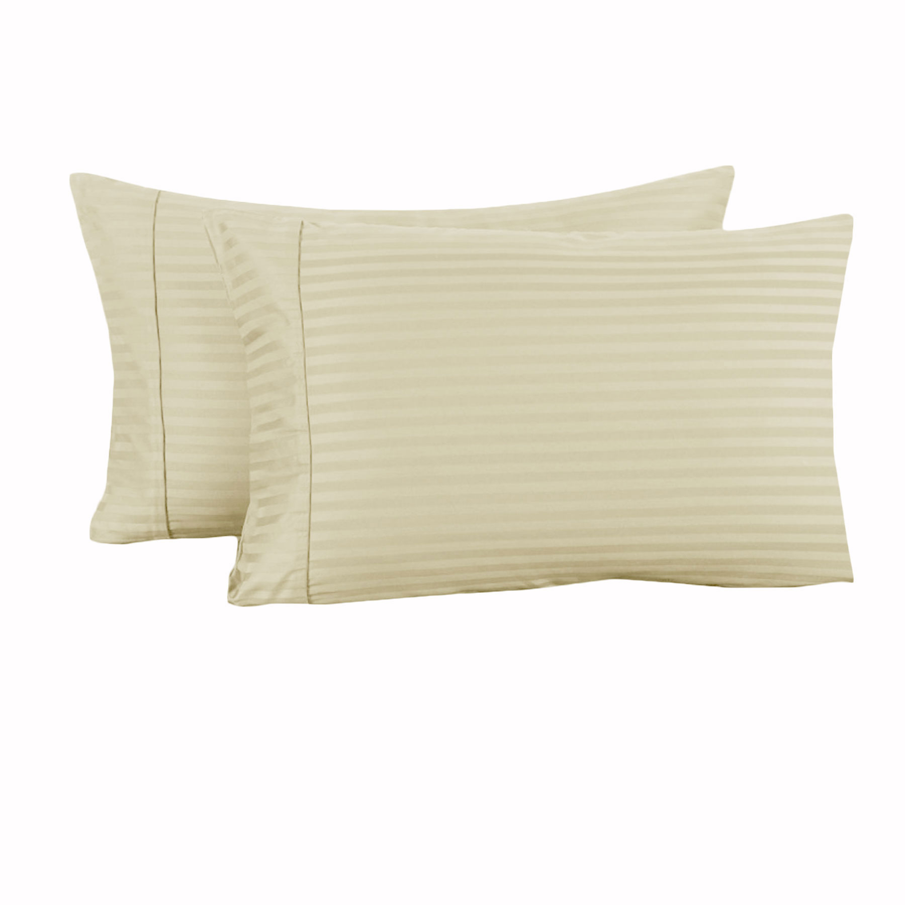 V442-HIN-PILLOWC-STRIPECUFFED-ECRU-ST-82328-00 Accessorize 325TC Pair of Cuffed Standard Pillowcases Ecru - Image 1
