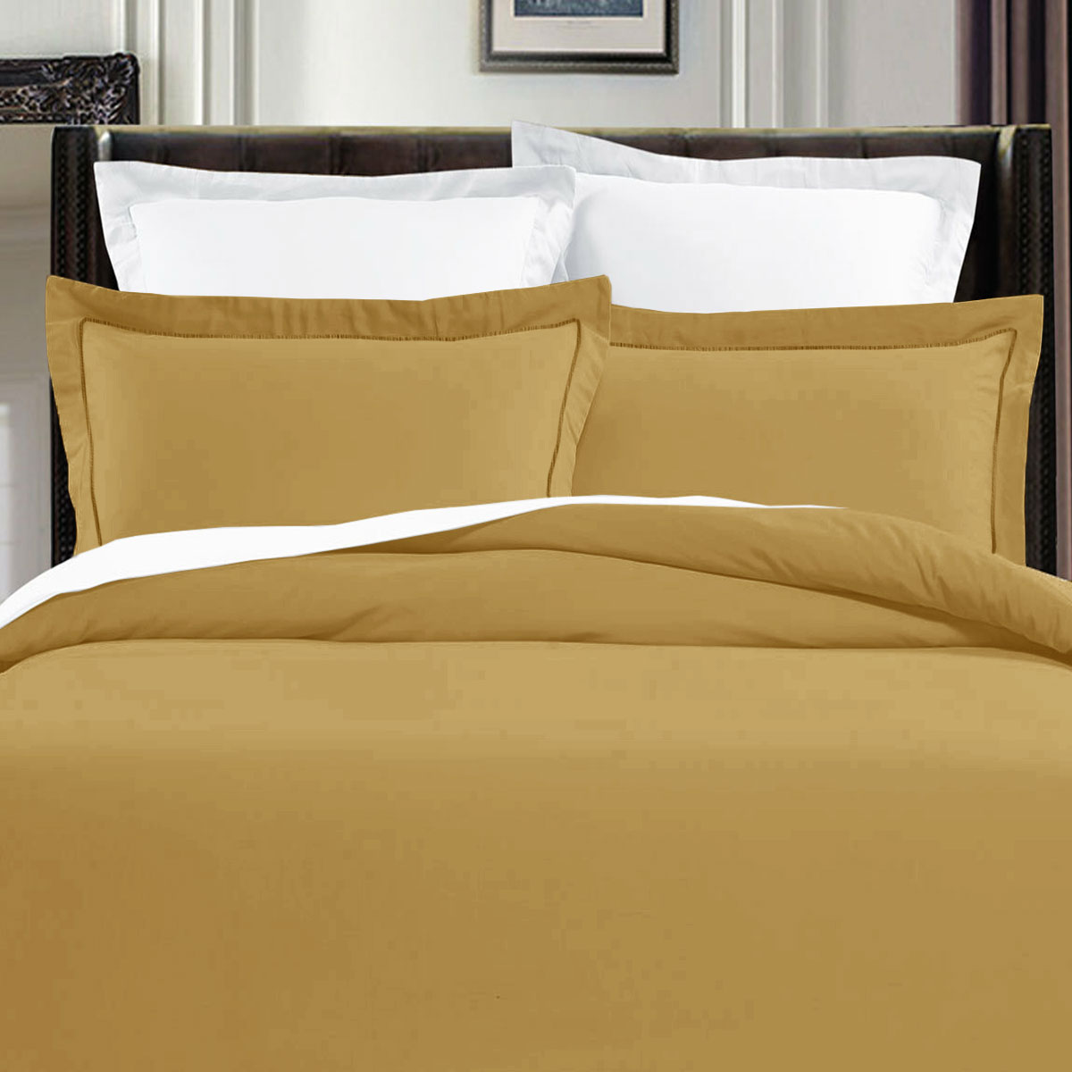 V442-HIN-QUILTCS-400TCPIMACOTTON-ROYALGOLD-KI-82917-00 Grand Aterlier Pima Cotton Royal Gold Quilt Cover Set King - Image 1