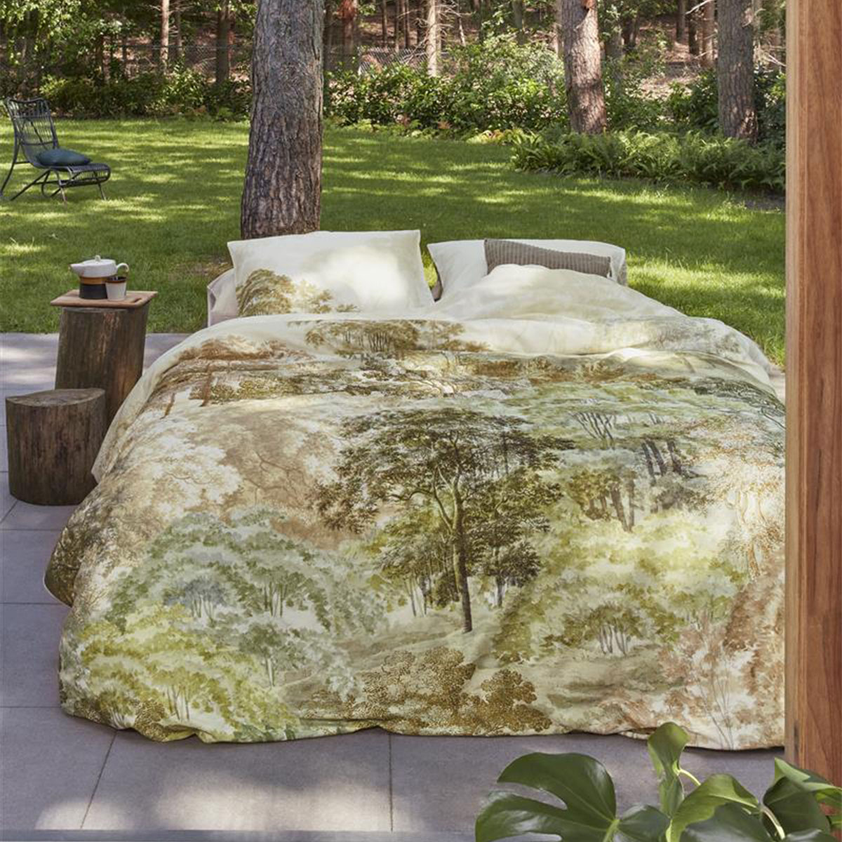 V442-HIN-QUILTCS-ARCADIA-GREEN-KI-83594-00 Bedding House Arcadia Green Cotton Sateen Quilt Cover Set King - Image 1