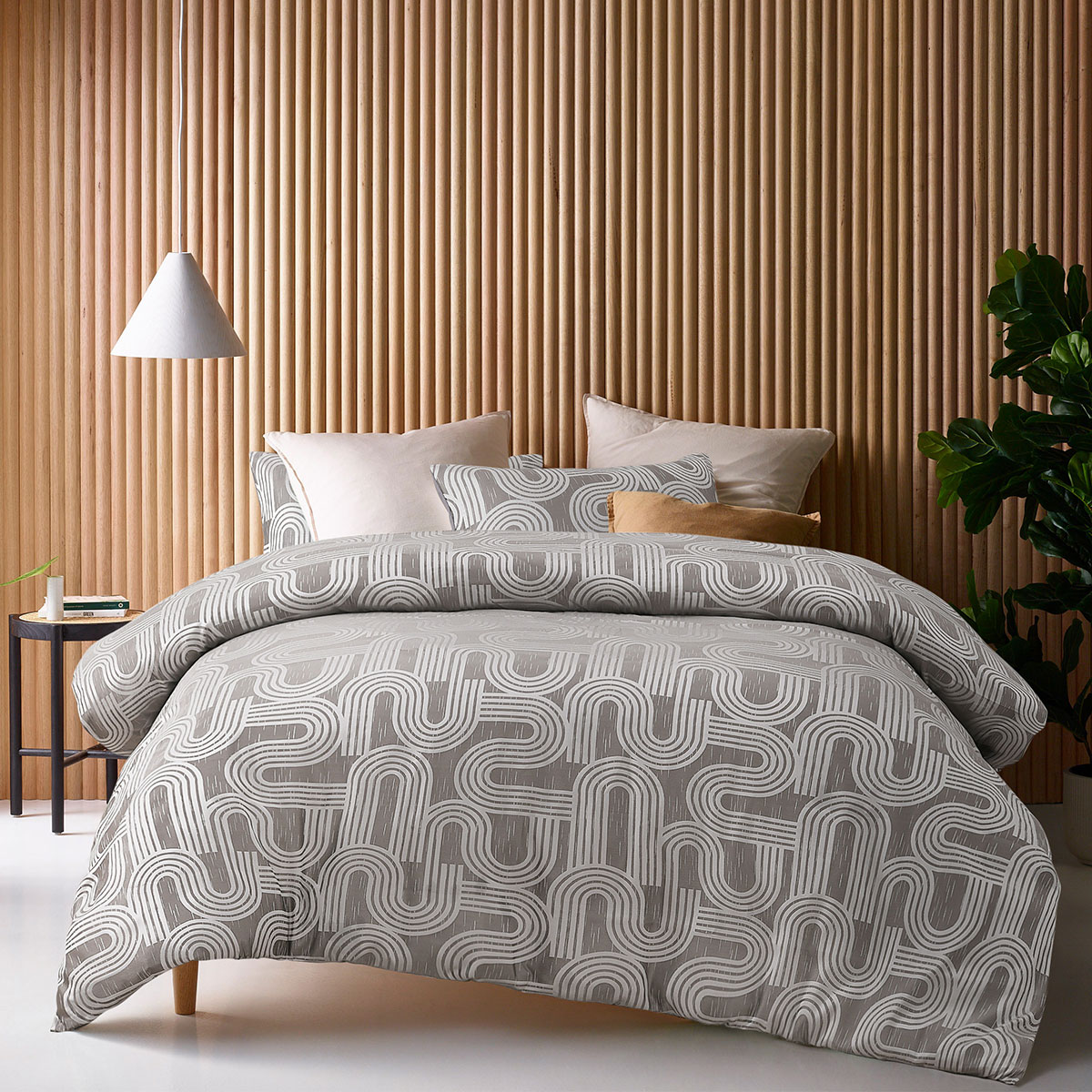 V442-HIN-QUILTCS-BRENT-GREY-KI-83426-00 Accessorize Brent Jacquard Quilt Cover Set King - Image 1