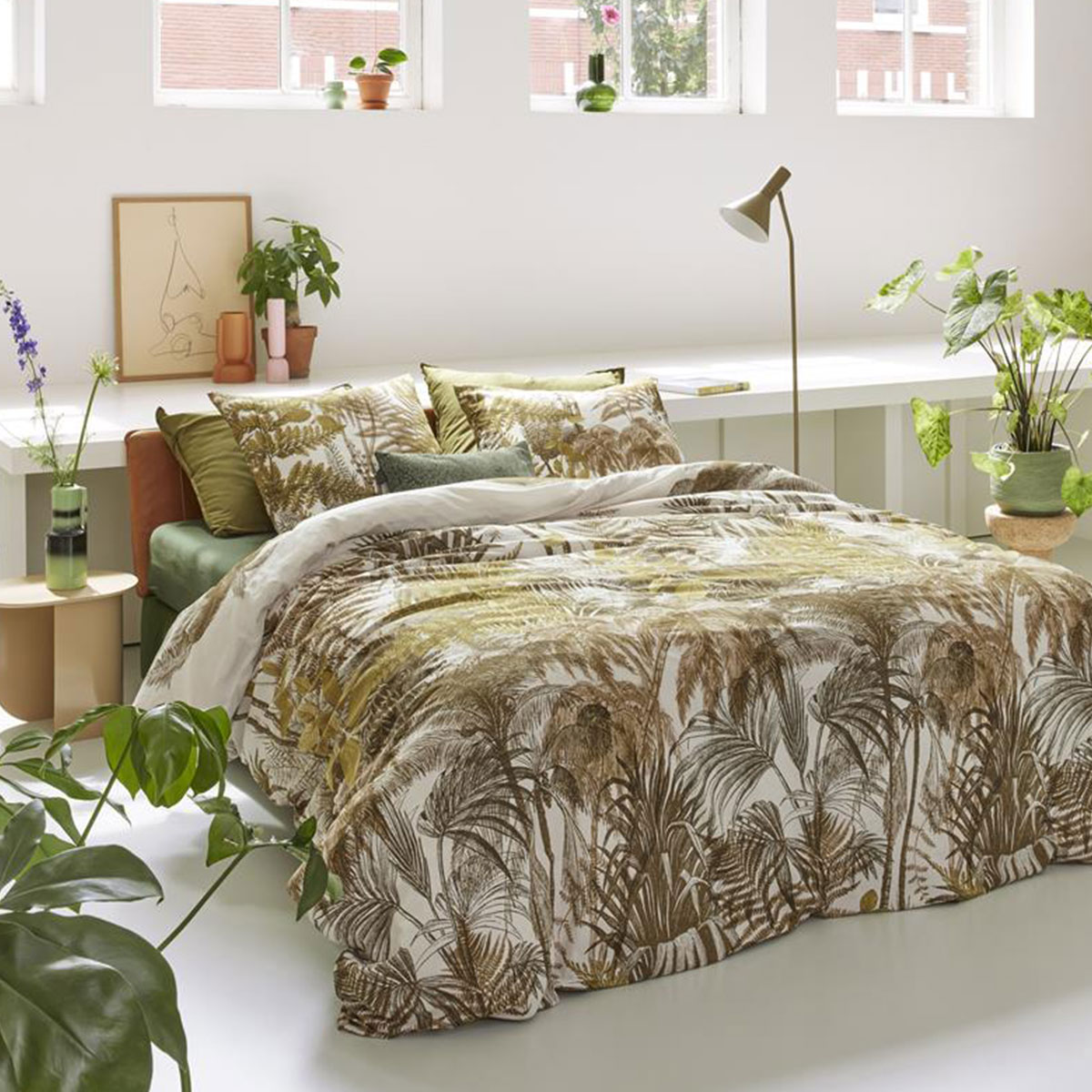 V442-HIN-QUILTCS-CARIBE-OCHRE-QS-83682-00 Bedding House Caribe Ochre Cotton Quilt Cover Set Queen - Image 1