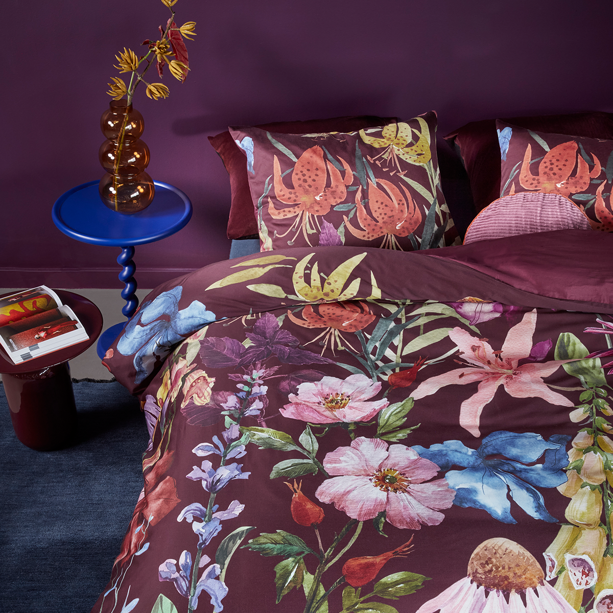 V442-HIN-QUILTCS-LILY-MULTI-QS-202503030936-00 Bedding House Lily Multi Cotton Floral Quilt Cover Set Queen - Image 1