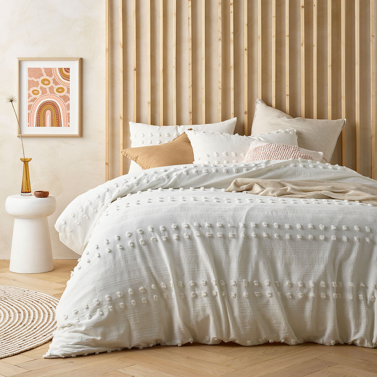 V442-HIN-QUILTCS-SANCSOVCI-NATURAL-QS-82336-00 Vintage Design Homewares Sanc Sovci Natural Cotton Quilt Cover Set Queen - Image 1