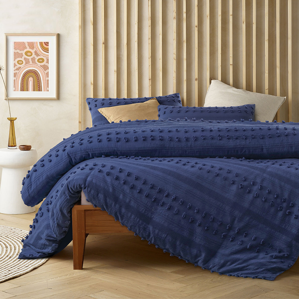V442-HIN-QUILTCS-SANSSOVCI-BIJOUBLUE-QS-82816-00 Vintage Design Homewares Sans Sovci Bijou Blue Cotton Quilt Cover Set Queen - Image 1