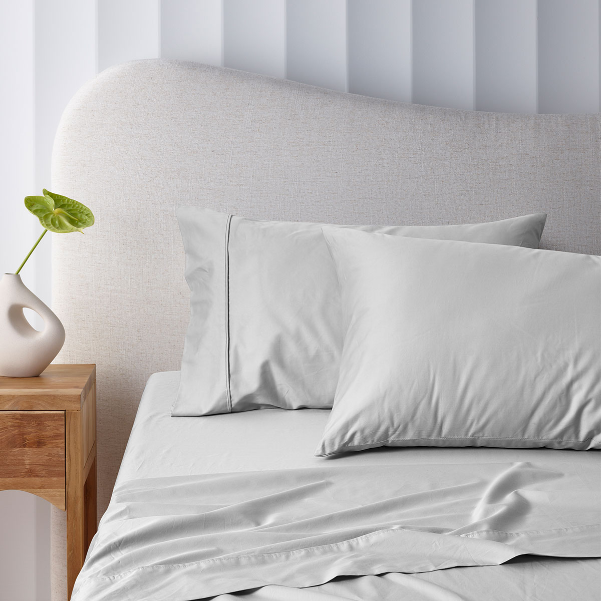 V442-HIN-SHEETS-BAMBOOCOTTON50CM-GREY-SK-190041-00 Accessorize 400TC Grey Bamboo Cotton Mega / Super Sheet Set 50cm Wall Super King - Image 1