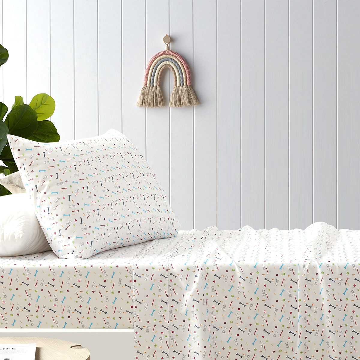 V442-HIN-SHEETS-BONES-MULTI-SB-83484-00 Happy Kids Bones Kids Printed Sheet Set Single - Image 1