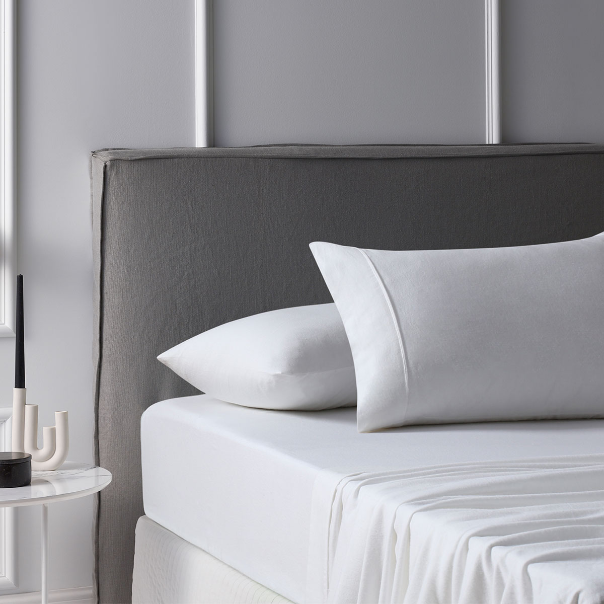 V442-HIN-SHEETS-COTTONFLANNELETTE-WHITE-QS-185213-00 Accessorize Cotton Flannelette Sheet Set 40cm Wall White Queen - Image 1