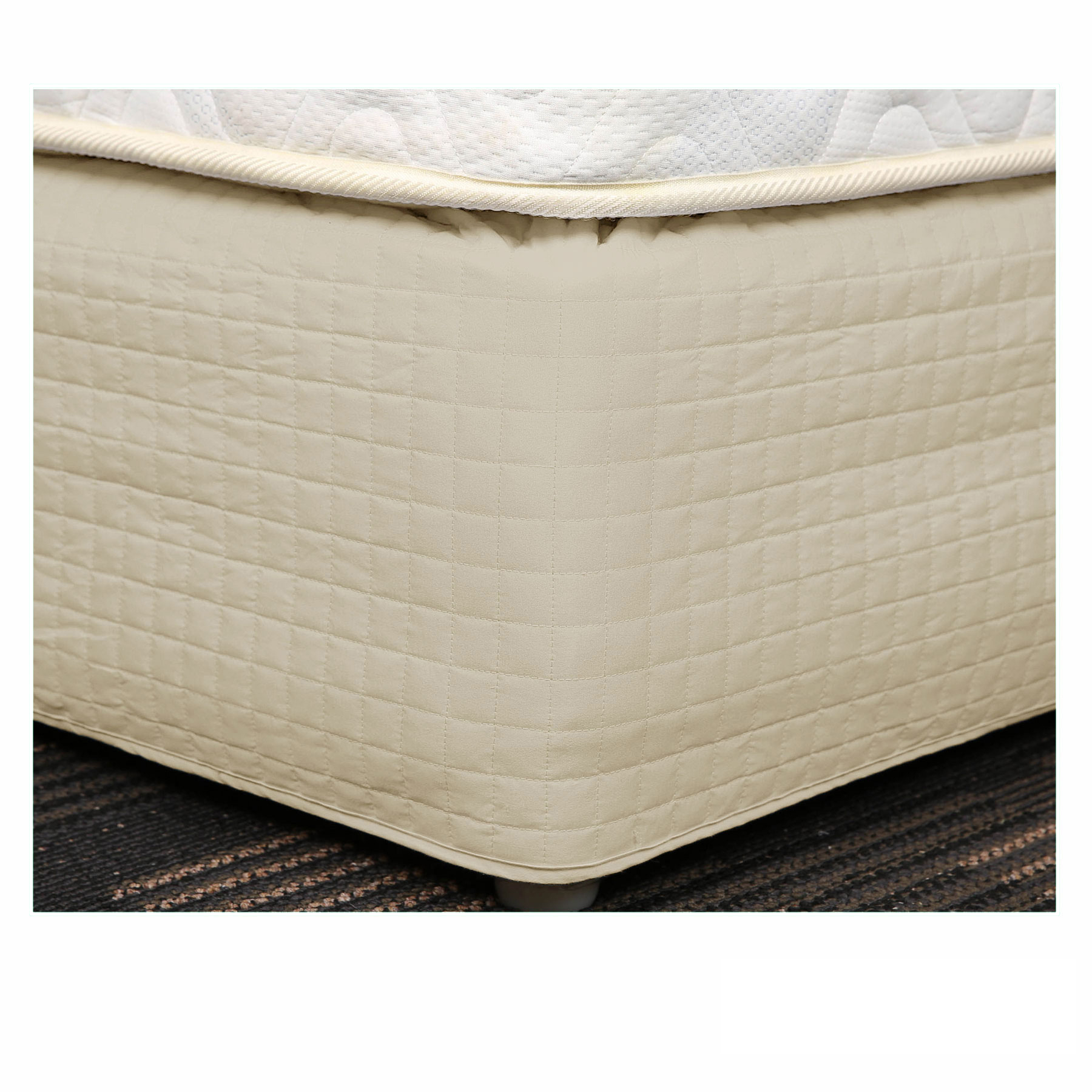 V442-HIN-VALANCE-FITTED-LATTE-DS-82989-00 Easy Fit Quilted Valance Latte - Double - Image 1