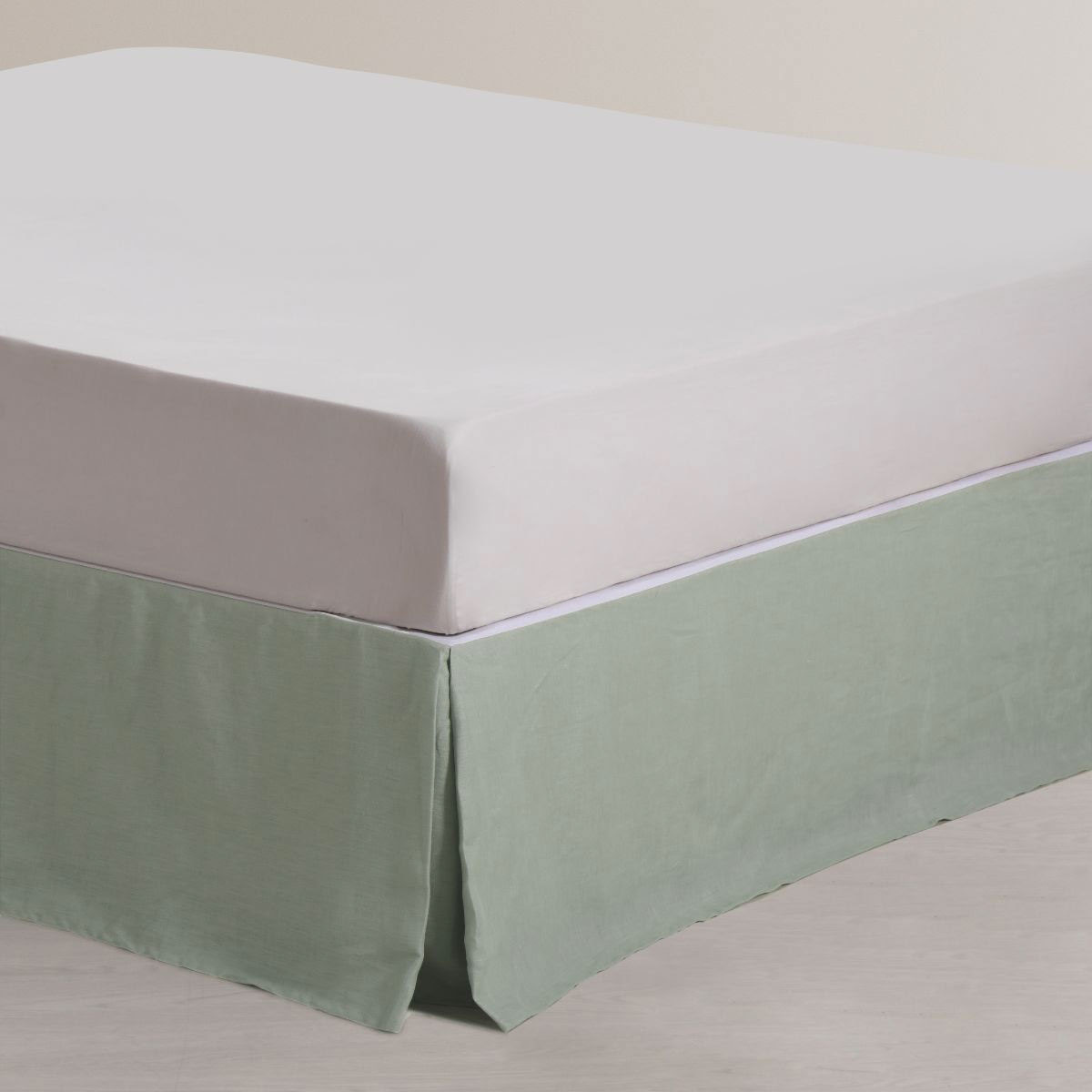 V442-HIN-VALANCE-FRENCHLINEN-SAGE-SK-83761-00 Vintage Design Homewares Sage French Linen Valance Super King - Image 1