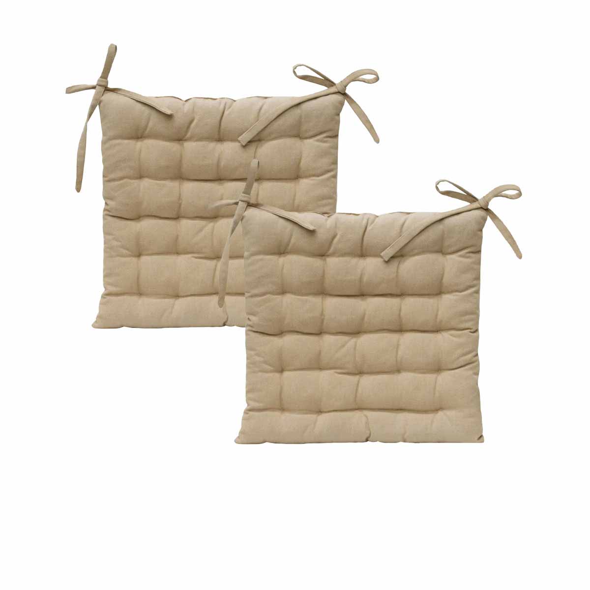 V442-IDC-CHAIRPAD-SETOF2COTTONSOLID-TAUPE-SQ-215455-00 J Elliot Home Set of 2 Outdoor 100% Cotton Chair Pads 40 x 40 cm Solid Taupe - Image 1
