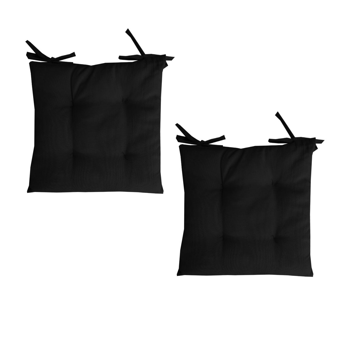 V442-IDC-CUSHION-POLYCHAIRPAD-BLACK-SQ-78204-00 Set of 2 Outdoor Polyester Solid Chair Pads 40 x 40cm Black - Image 1