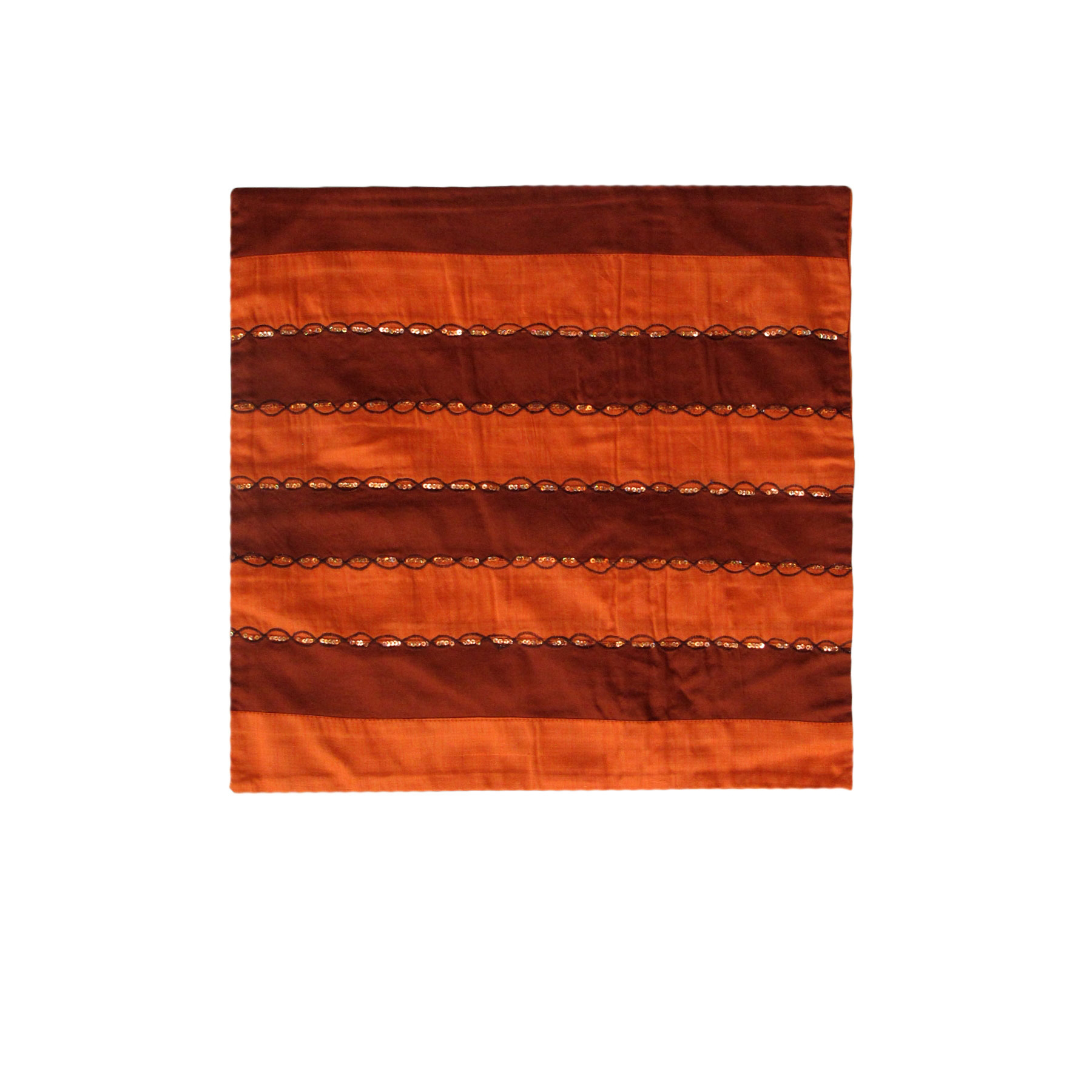 V442-IDC-CUSHIONC-AYRASEQUINED-BURNTORANGE-SQ-78675-00 IDC Homewares Ayra Sequined Embroidered Cushion Cover Burnt Orange - Image 1