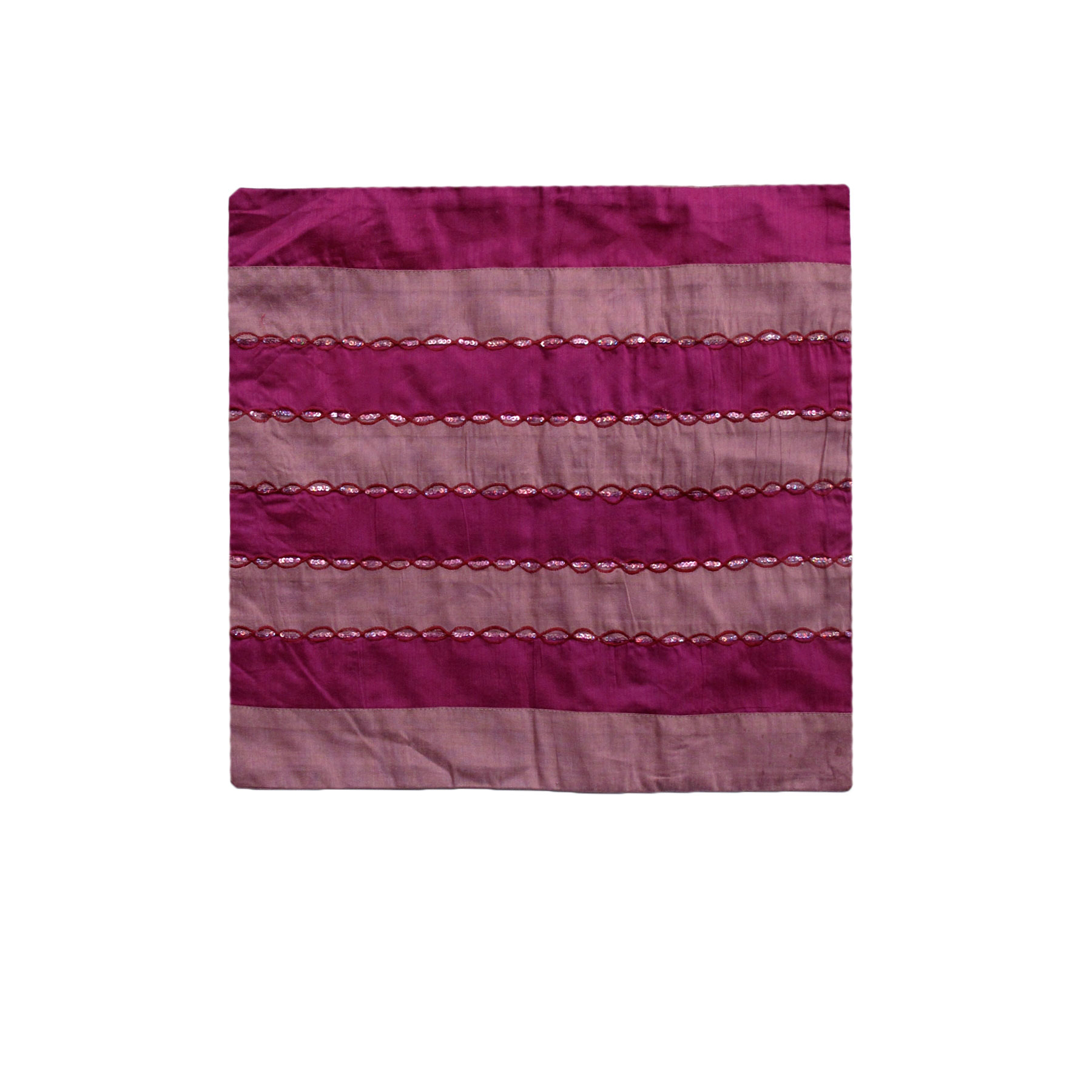 V442-IDC-CUSHIONC-AYRASEQUINED-FUCHSIA-SQ-78674-00 IDC Homewares Ayra Sequined Embroidered Cushion Cover Fuchsia - Image 1